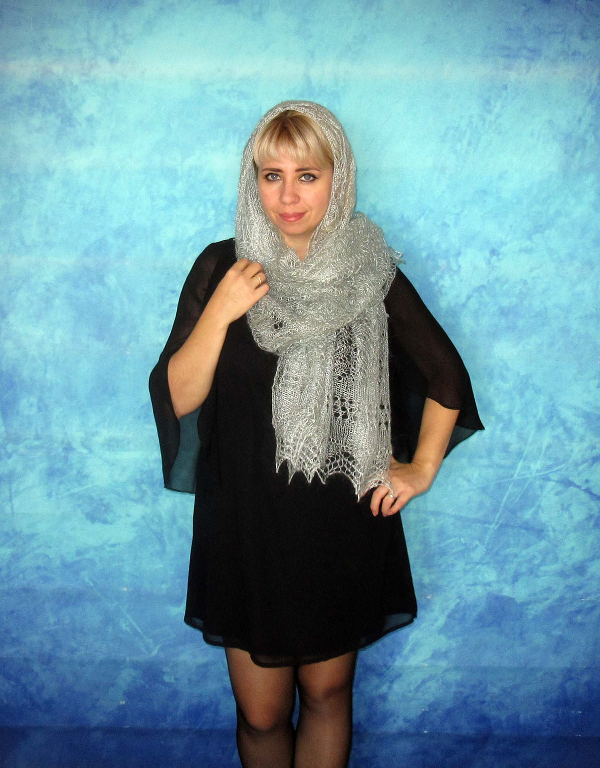 Gestrickter Ziegenflaum Schal Orenburger Schal Shawl Scarf Strick Stola Handmade