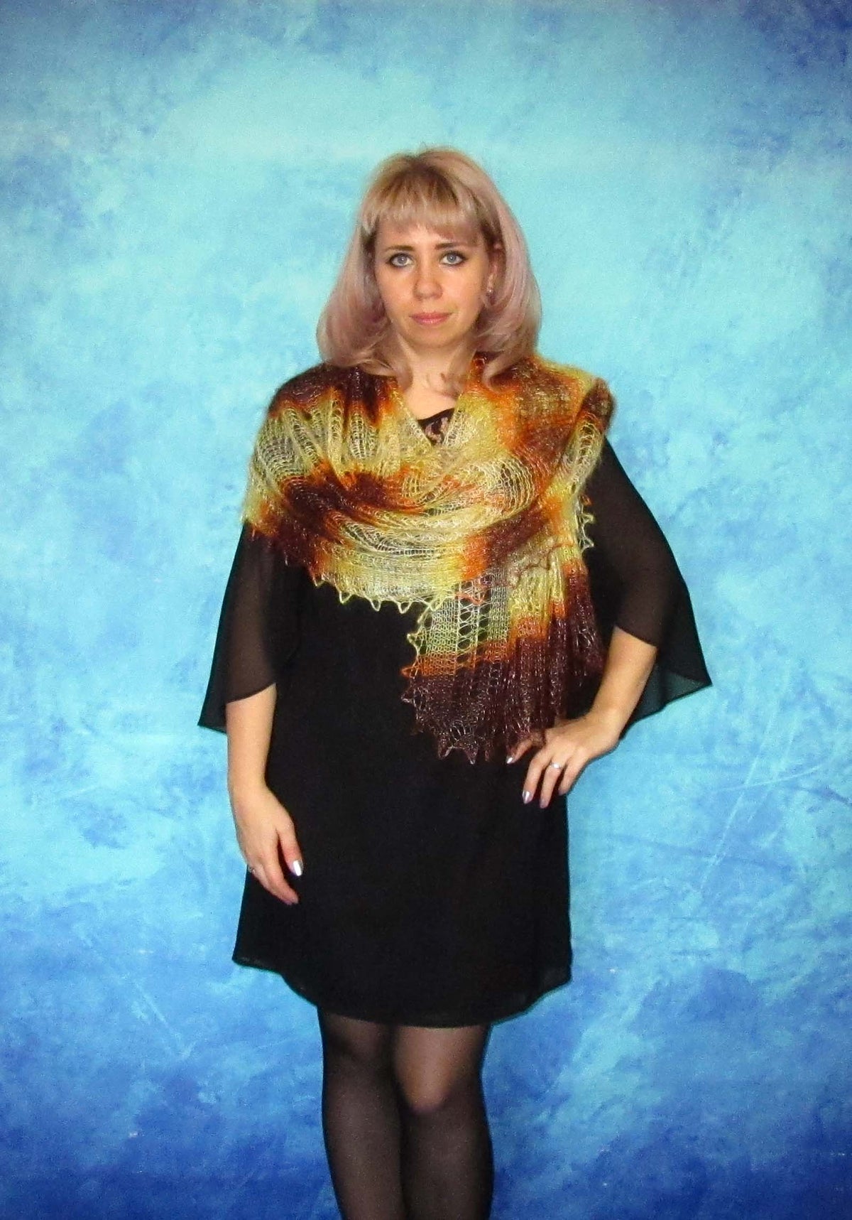Gestrickter Ziegenflaum Schal Orenburger Schal Shawl Scarf Strick Stola Handmade