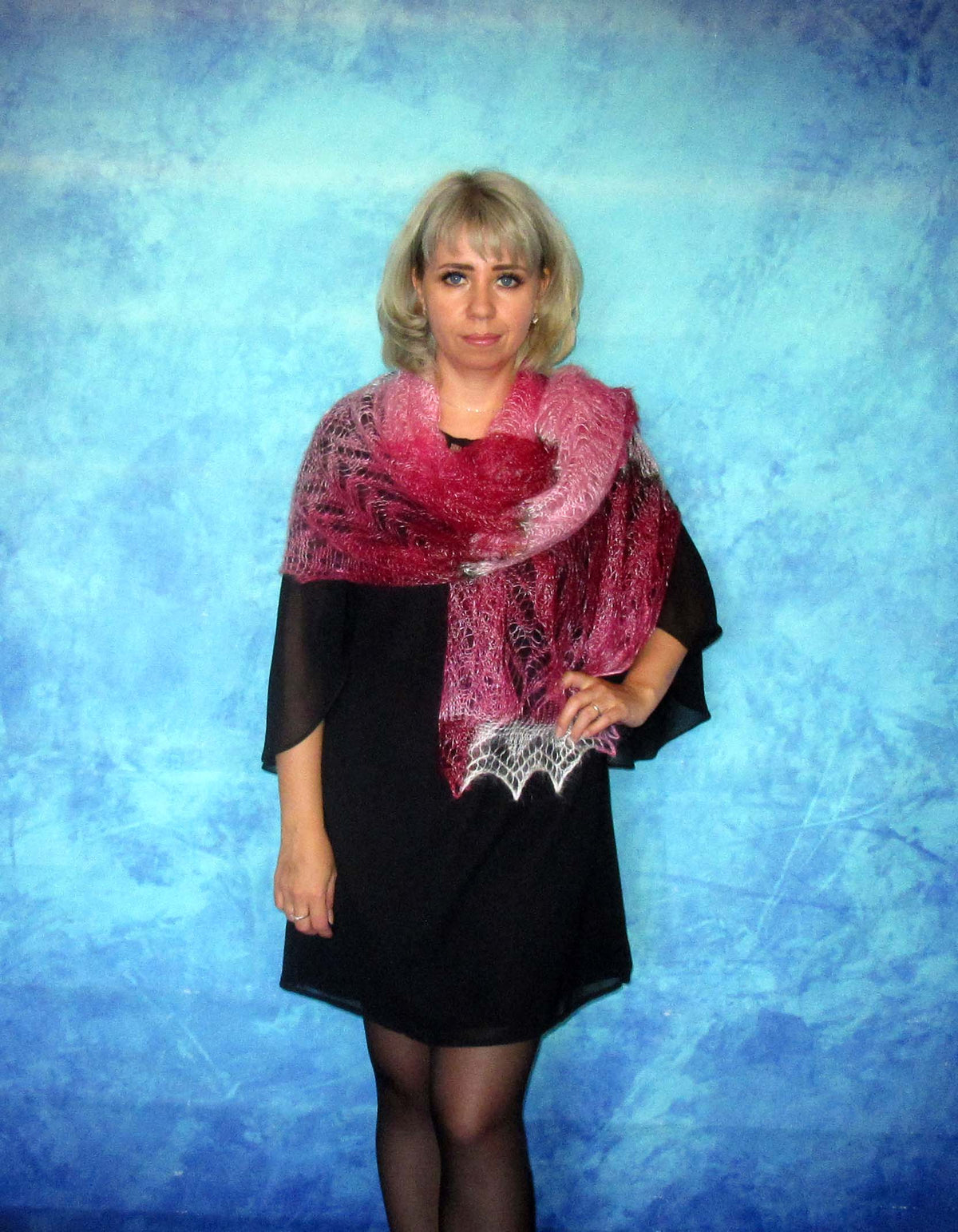 Gestrickter Ziegenflaum Schal Orenburger Schal Shawl Scarf Strick Stola Handmade