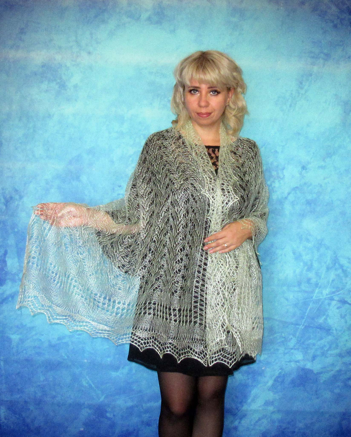 Gestrickter Ziegenflaum Schal Orenburger Schal Shawl Scarf Strick Stola Handmade