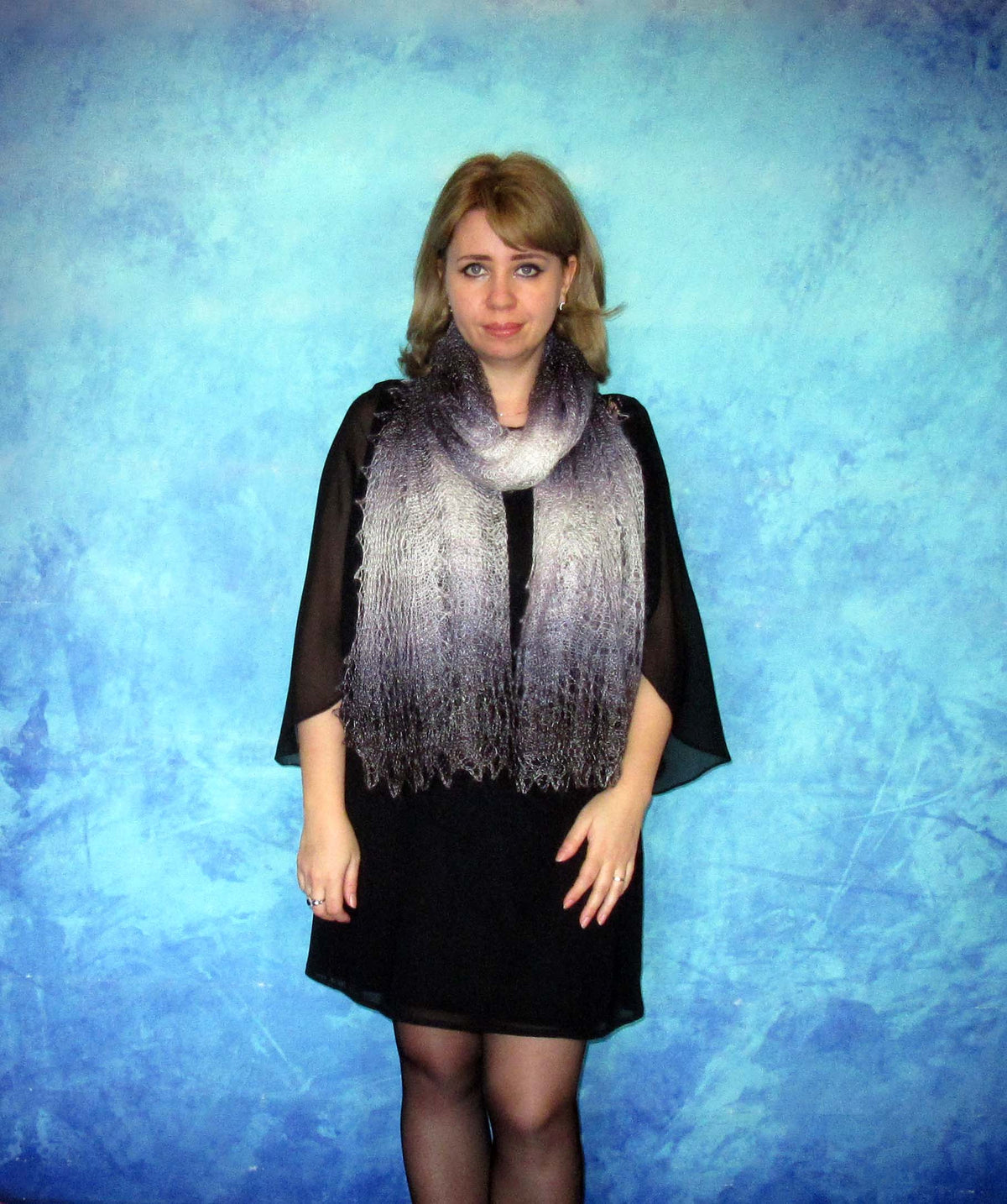 Gestrickter Ziegenflaum Schal Orenburger Schal Shawl Scarf Strick Stola Handmade