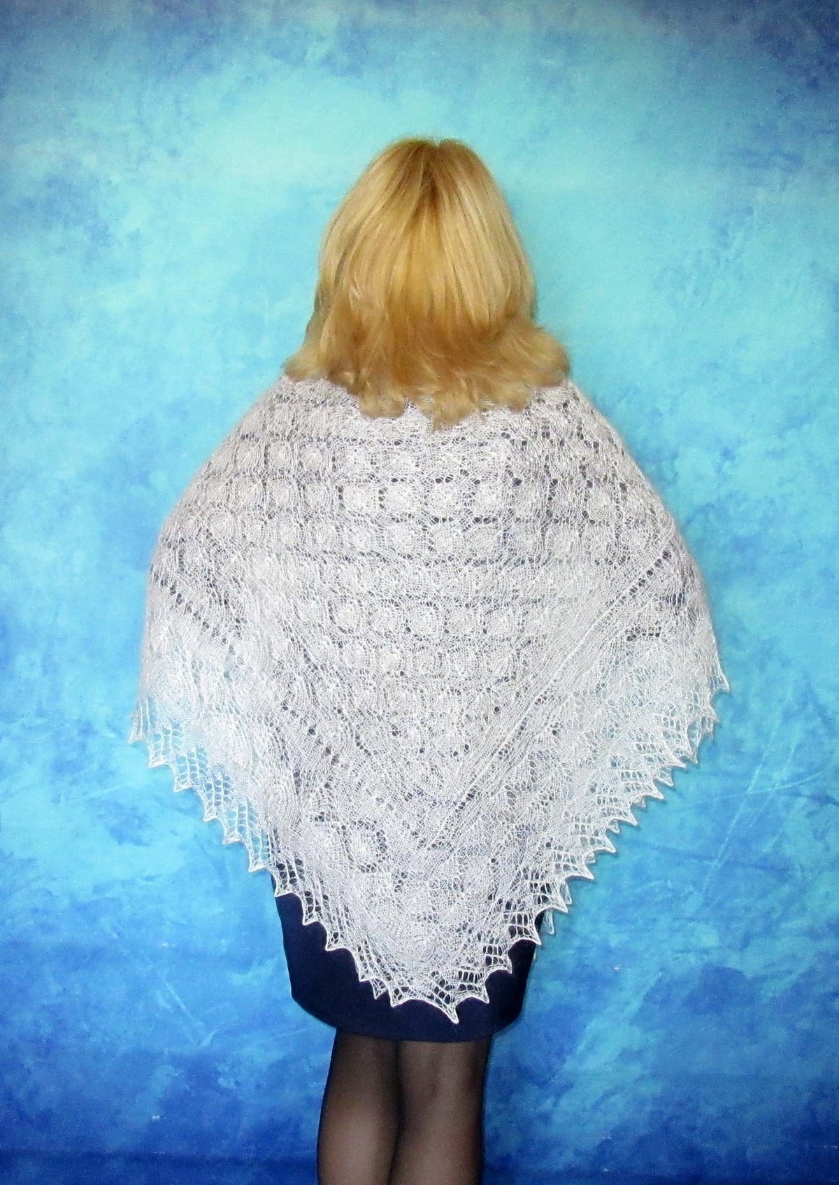 Gestrickter Ziegenflaum Schal Orenburger Schal Shawl Scarf Strick Stola Handmade