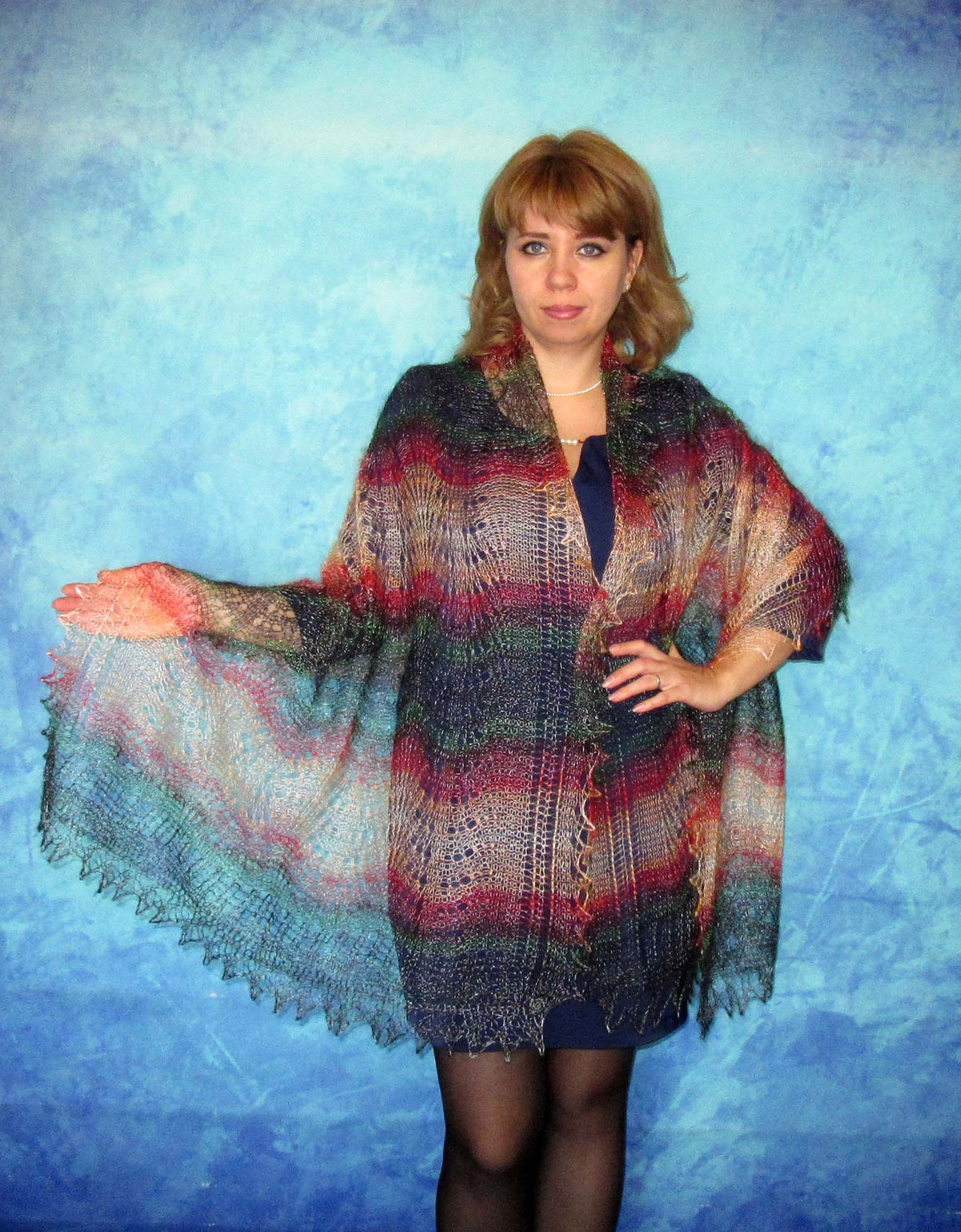 Gestrickter Ziegenflaum Schal Orenburger Schal Shawl Scarf Strick Stola Handmade
