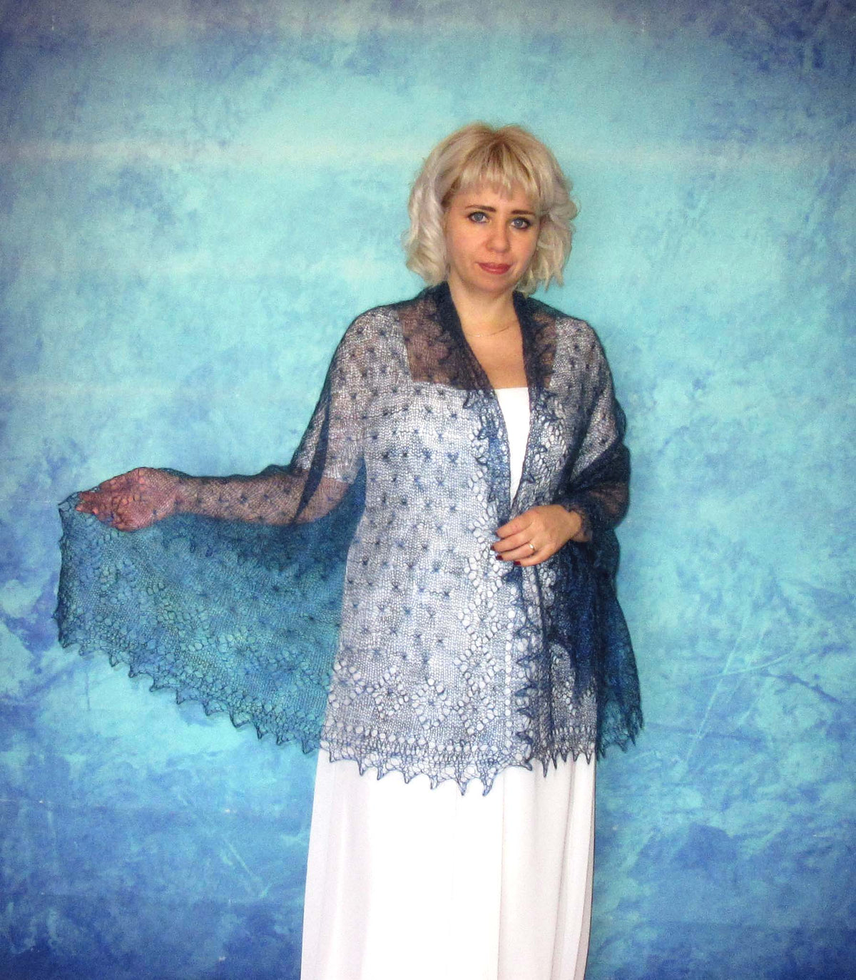 Gestrickter Ziegenflaum Schal Orenburger Schal Shawl Scarf Strick Stola Handmade