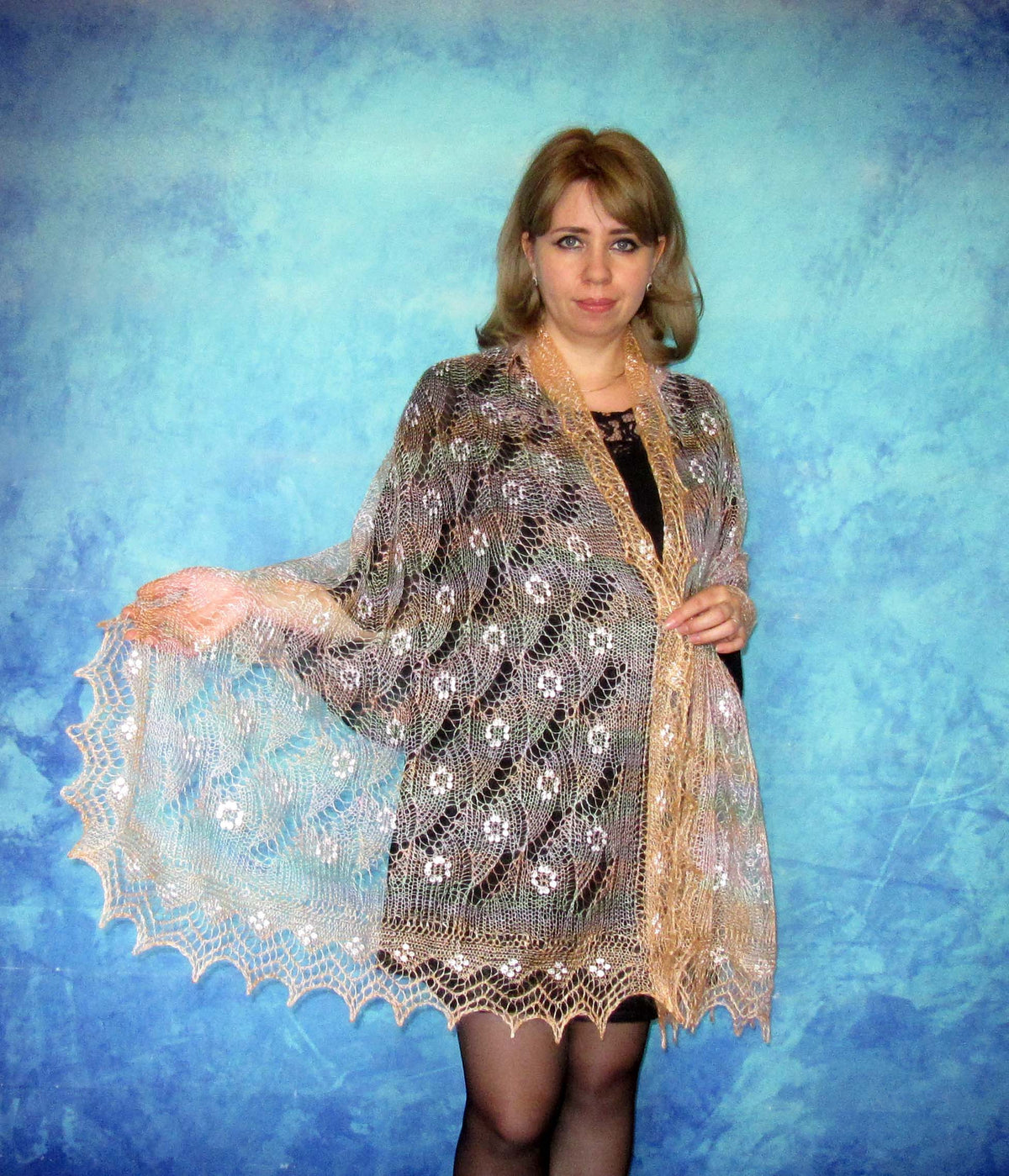 Gestrickter Ziegenflaum Schal Orenburger Schal Shawl Scarf Strick Stola Handmade