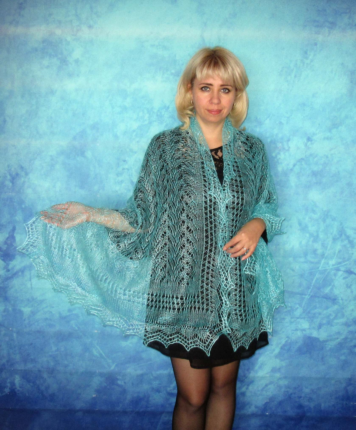 Gestrickter Ziegenflaum Schal Orenburger Schal Shawl Scarf Strick Stola Handmade