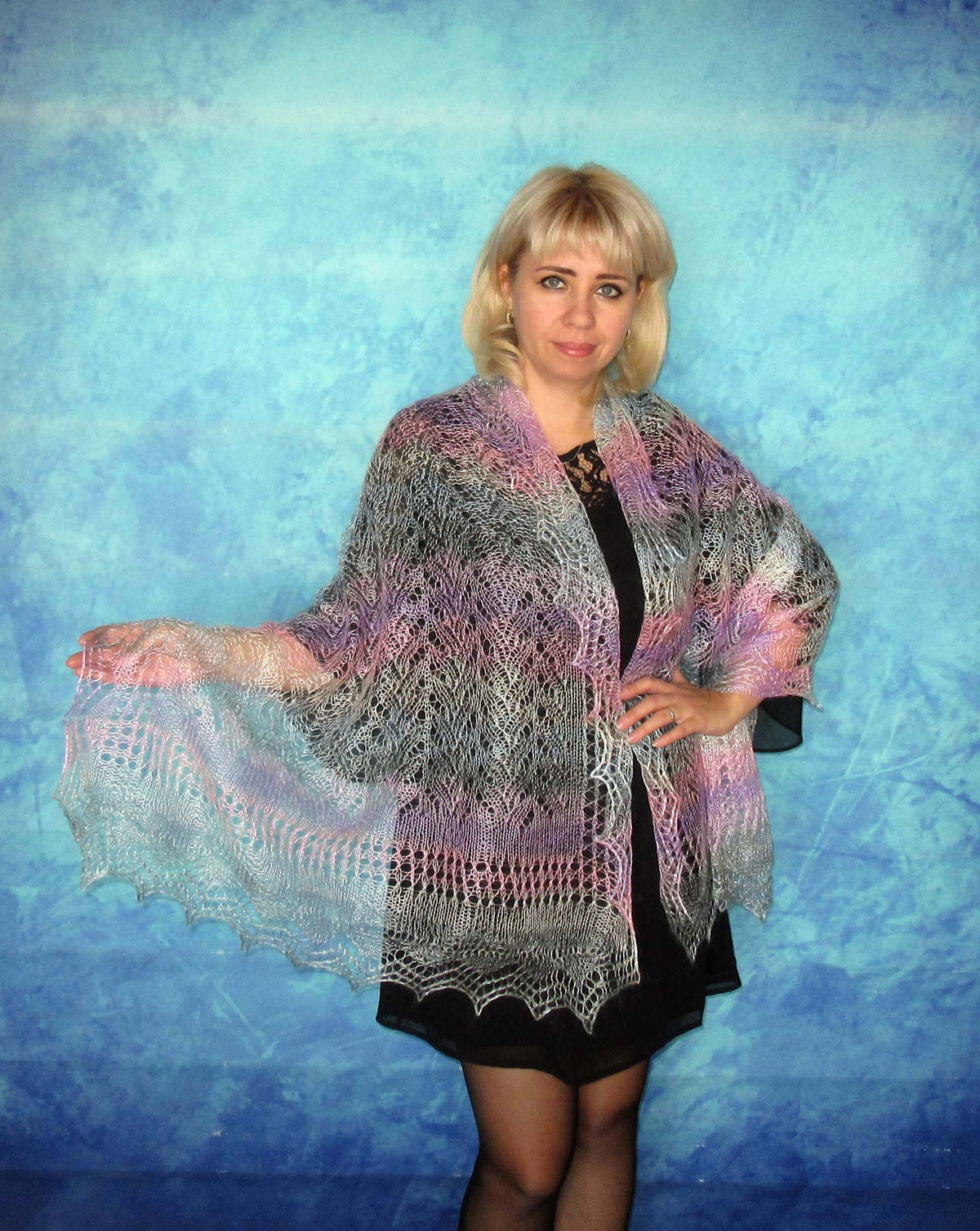 Gestrickter Ziegenflaum Schal Orenburger Schal Shawl Scarf Strick Stola Handmade