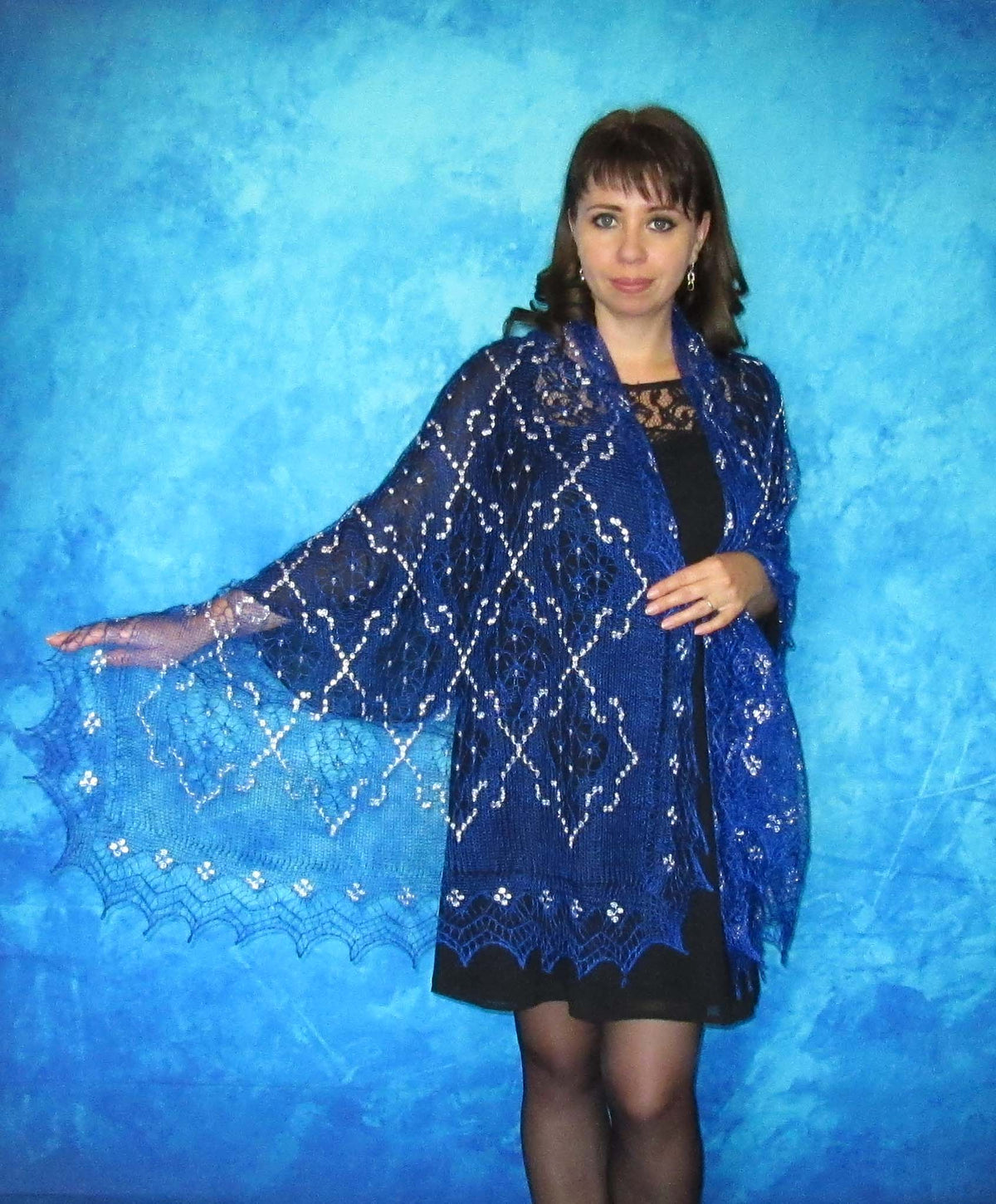 Gestrickter Ziegenflaum Schal Orenburger Schal Shawl Scarf Strick Stola Handmade