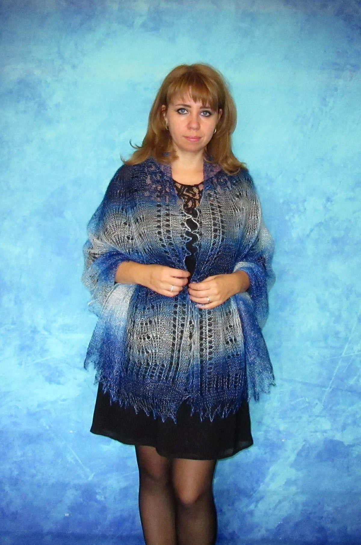 Gestrickter Ziegenflaum Schal Orenburger Schal Shawl Scarf Strick Stola Handmade