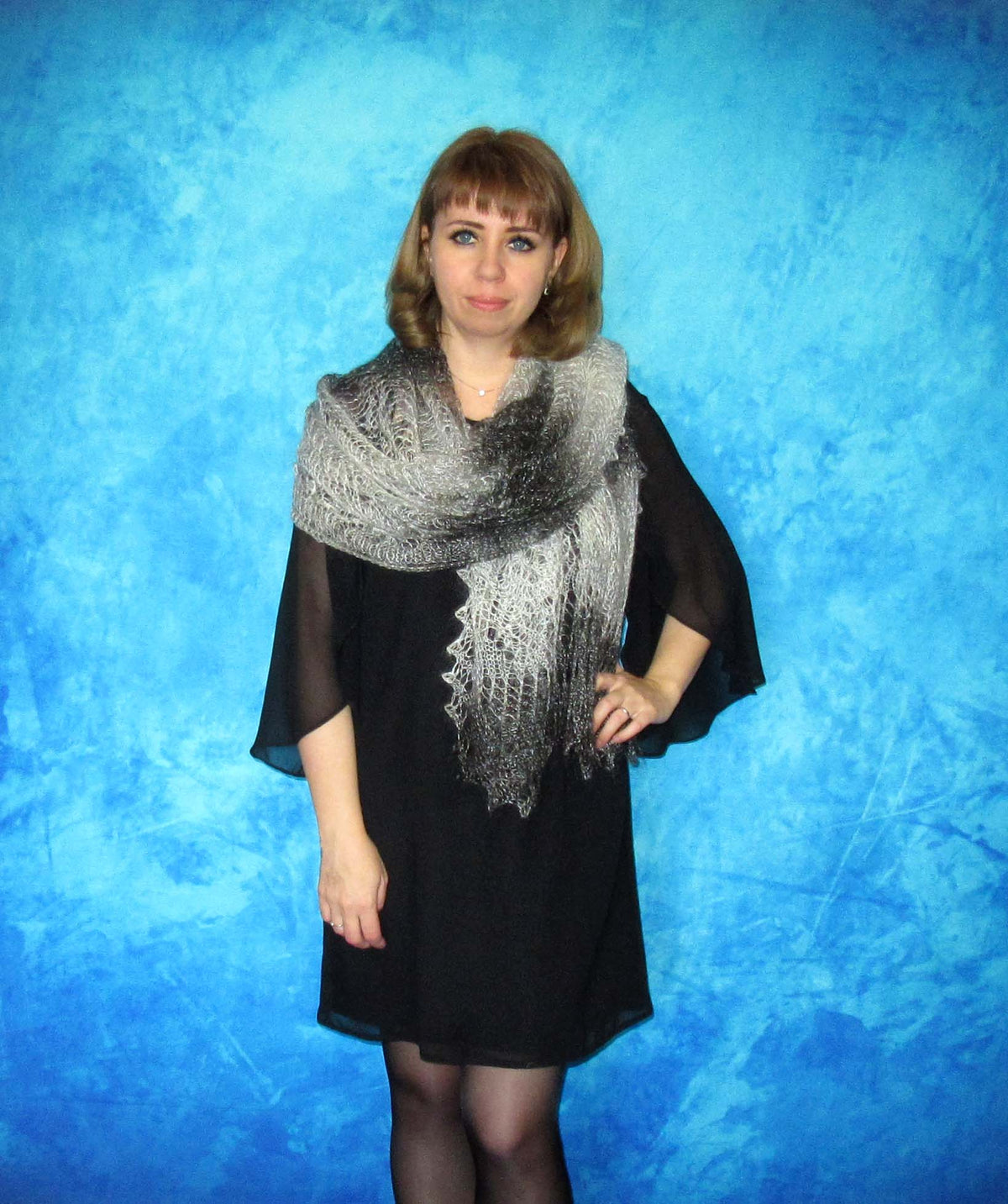 Gestrickter Ziegenflaum Schal Orenburger Schal Shawl Scarf Strick Stola Handmade