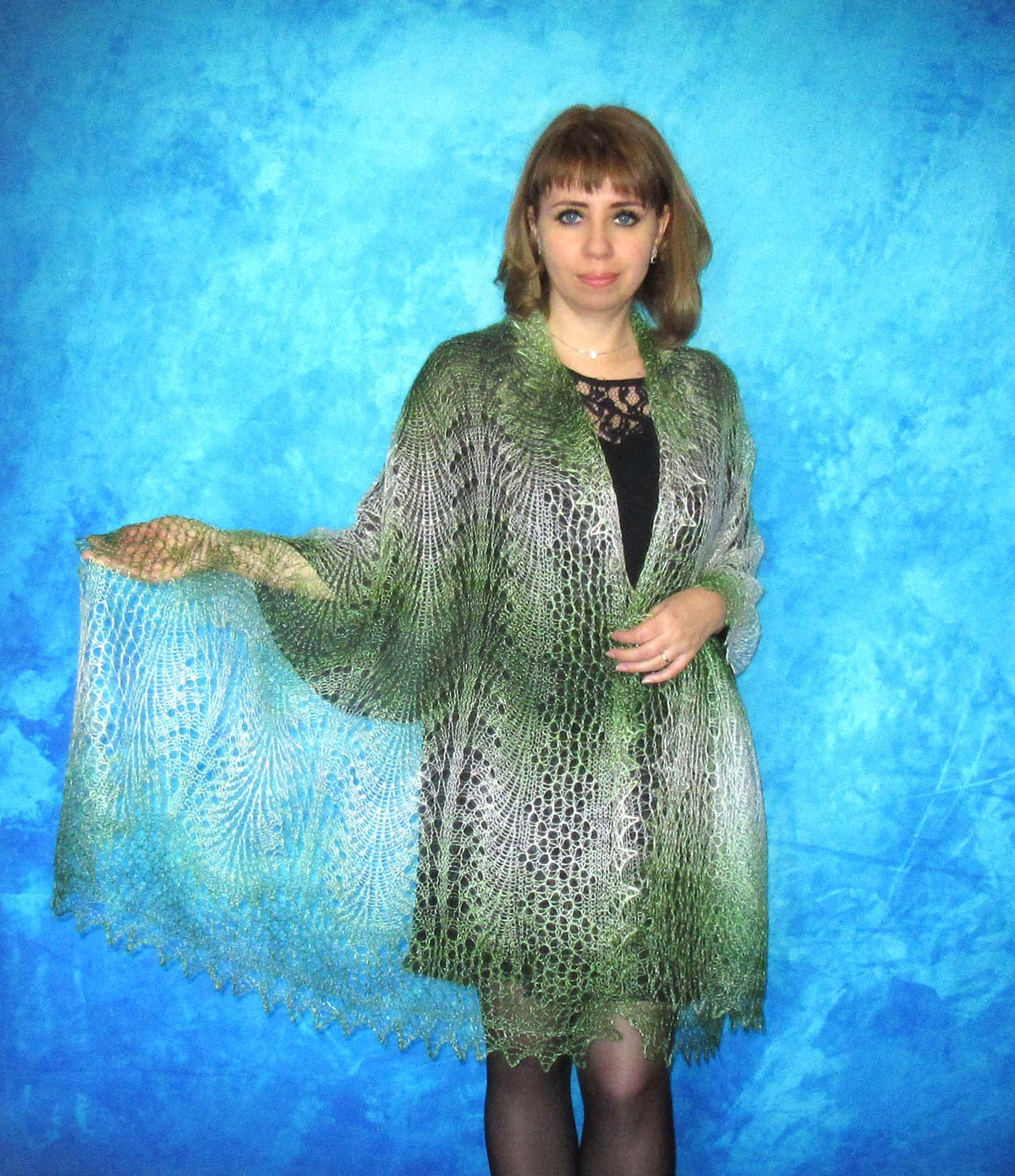 Gestrickter Ziegenflaum Schal Orenburger Schal Shawl Scarf Strick Stola Handmade