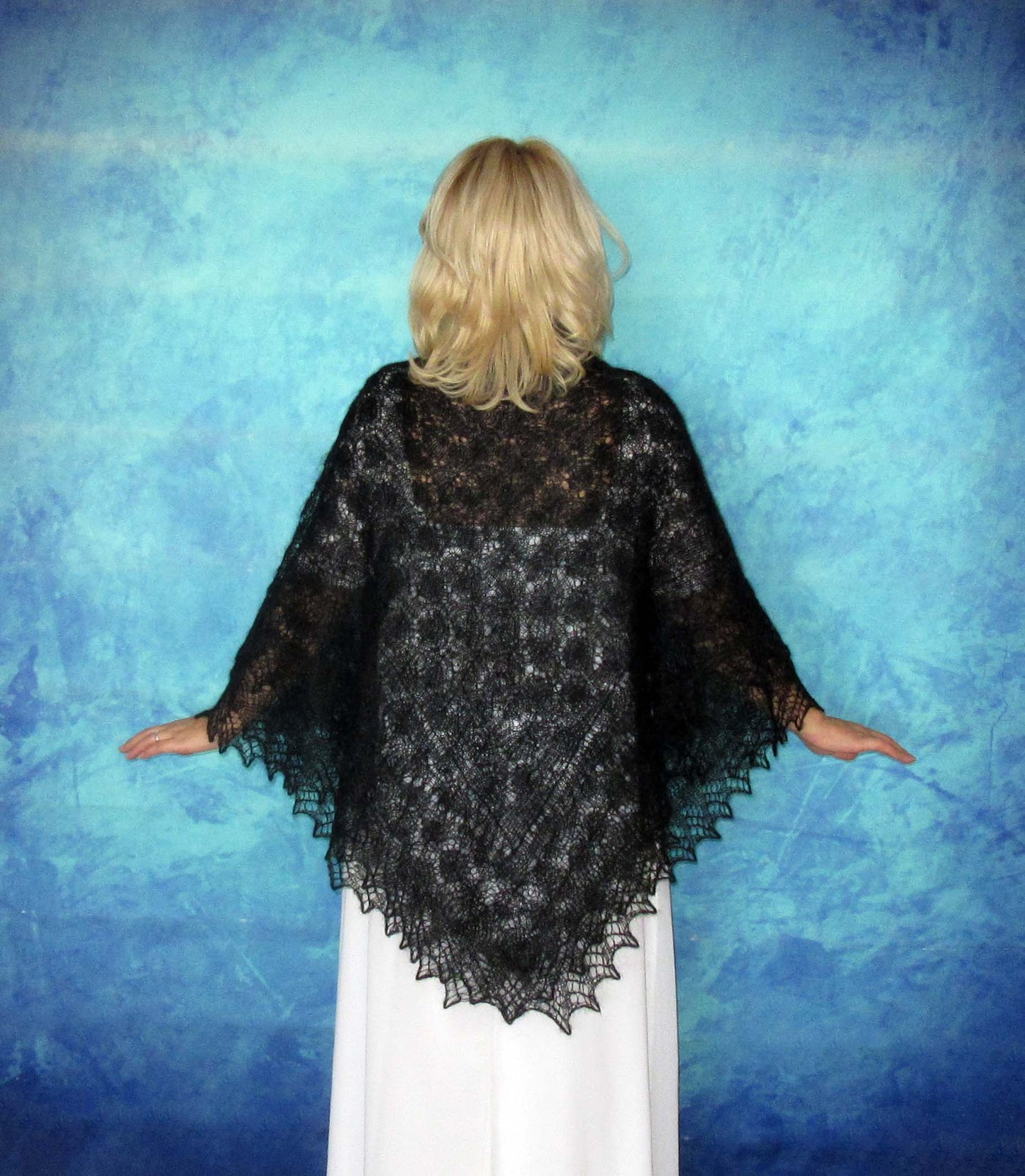 Orenburger Schal Gestrickter Ziegenflaum Schal Shawl Scarf Strick Stola Handmade