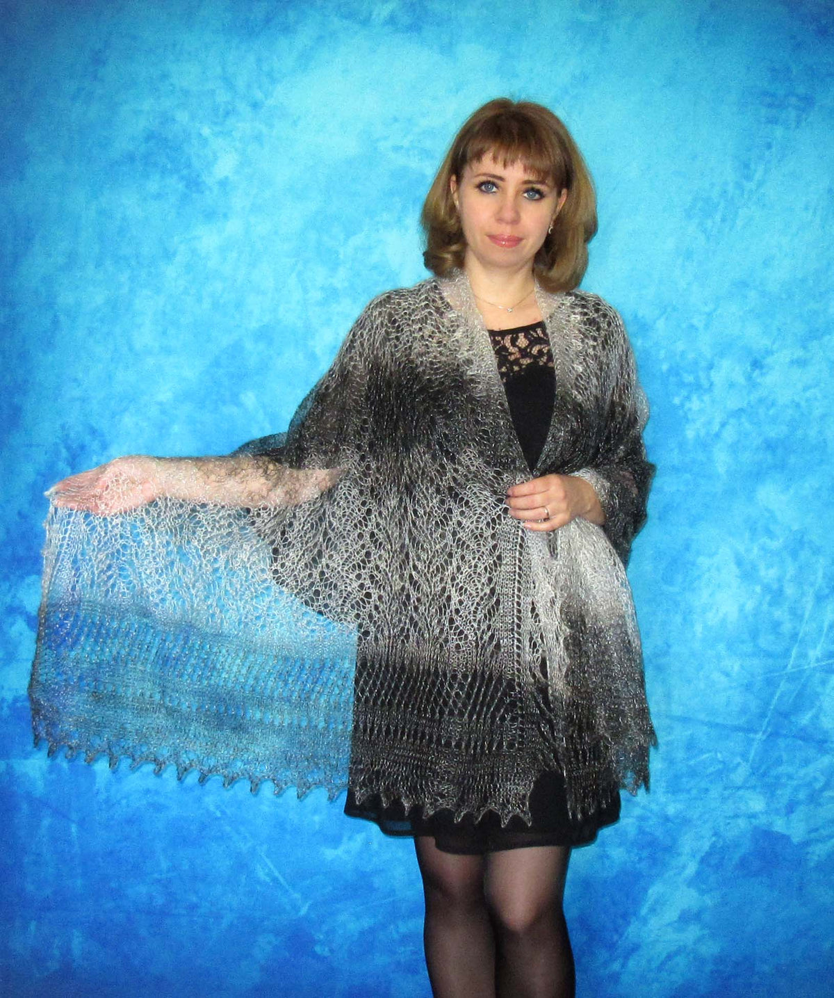 Gestrickter Ziegenflaum Schal Orenburger Schal Shawl Scarf Strick Stola Handmade