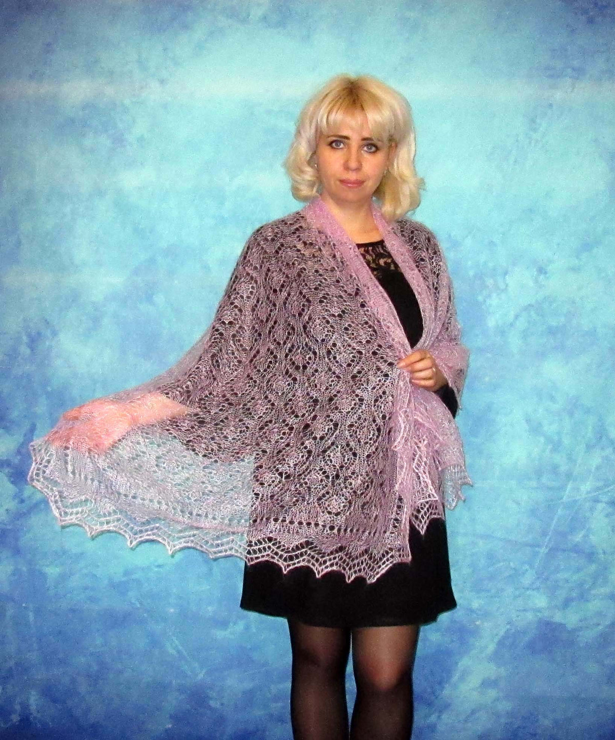 Gestrickter Ziegenflaum Schal Orenburger Schal Shawl Scarf Strick Stola Handmade