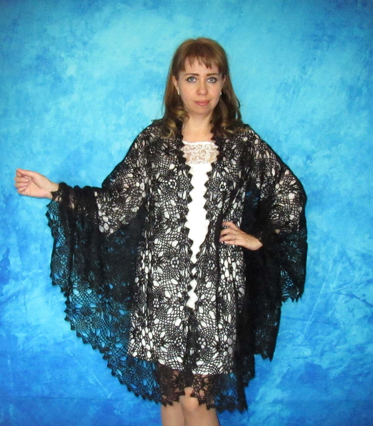 Orenburger Schal Gestrickter Ziegenflaum Schal Umhängetuch Pelerina Shawl Scharf