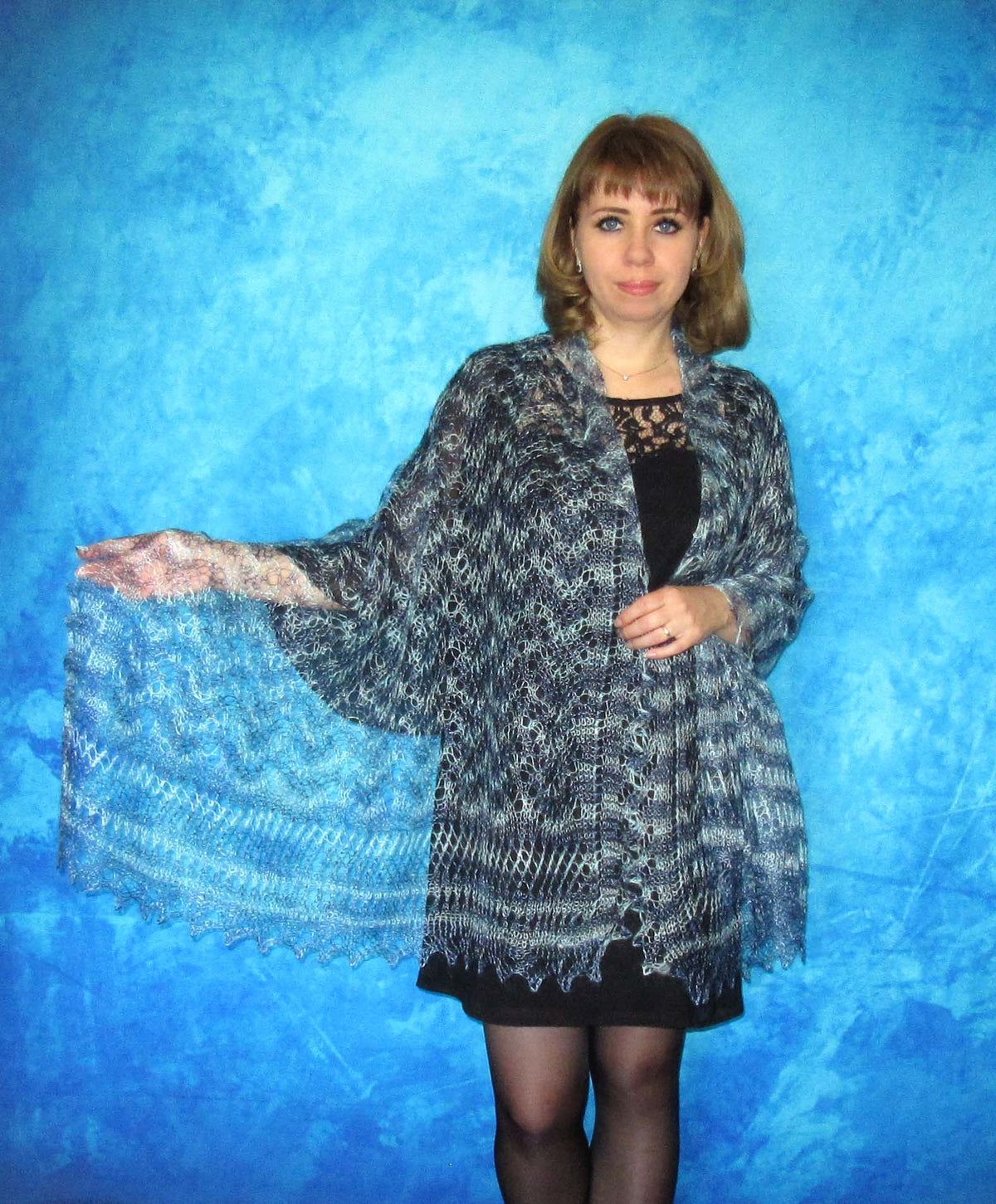 Gestrickter Ziegenflaum Schal Orenburger Schal Shawl Scarf Strick Stola Handmade