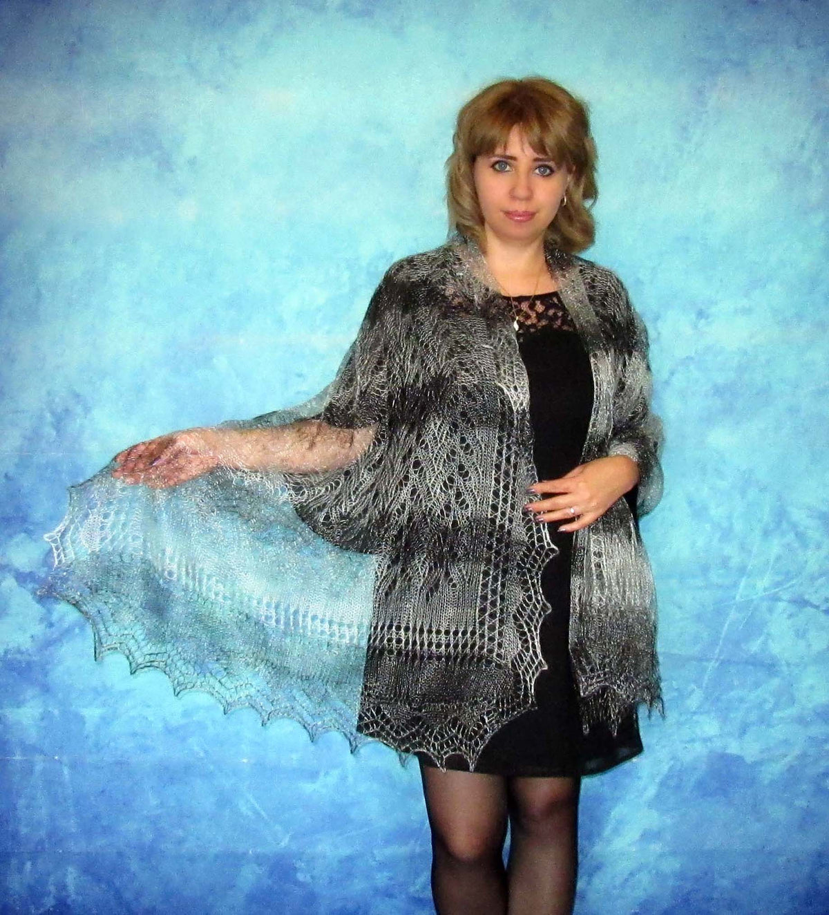 Gestrickter Ziegenflaum Schal Orenburger Schal Shawl Scarf Strick Stola Handmade