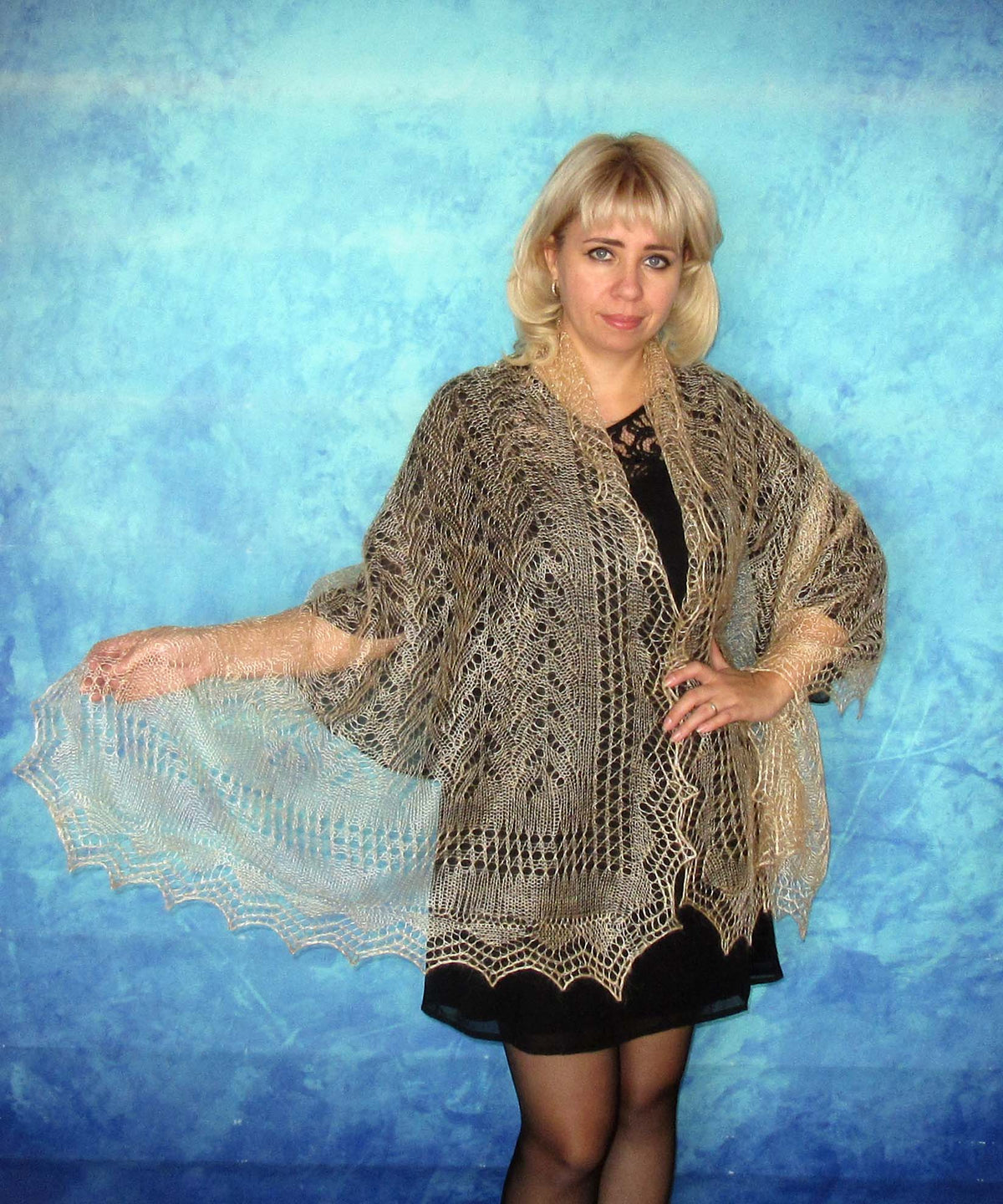 Gestrickter Ziegenflaum Schal Orenburger Schal Shawl Scarf Strick Stola Handmade