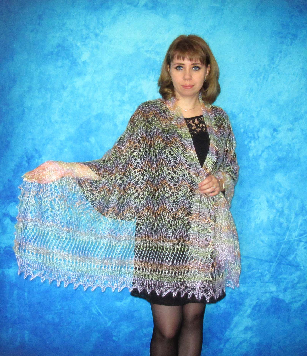 Gestrickter Ziegenflaum Schal Orenburger Schal Shawl Scarf Strick Stola Handmade