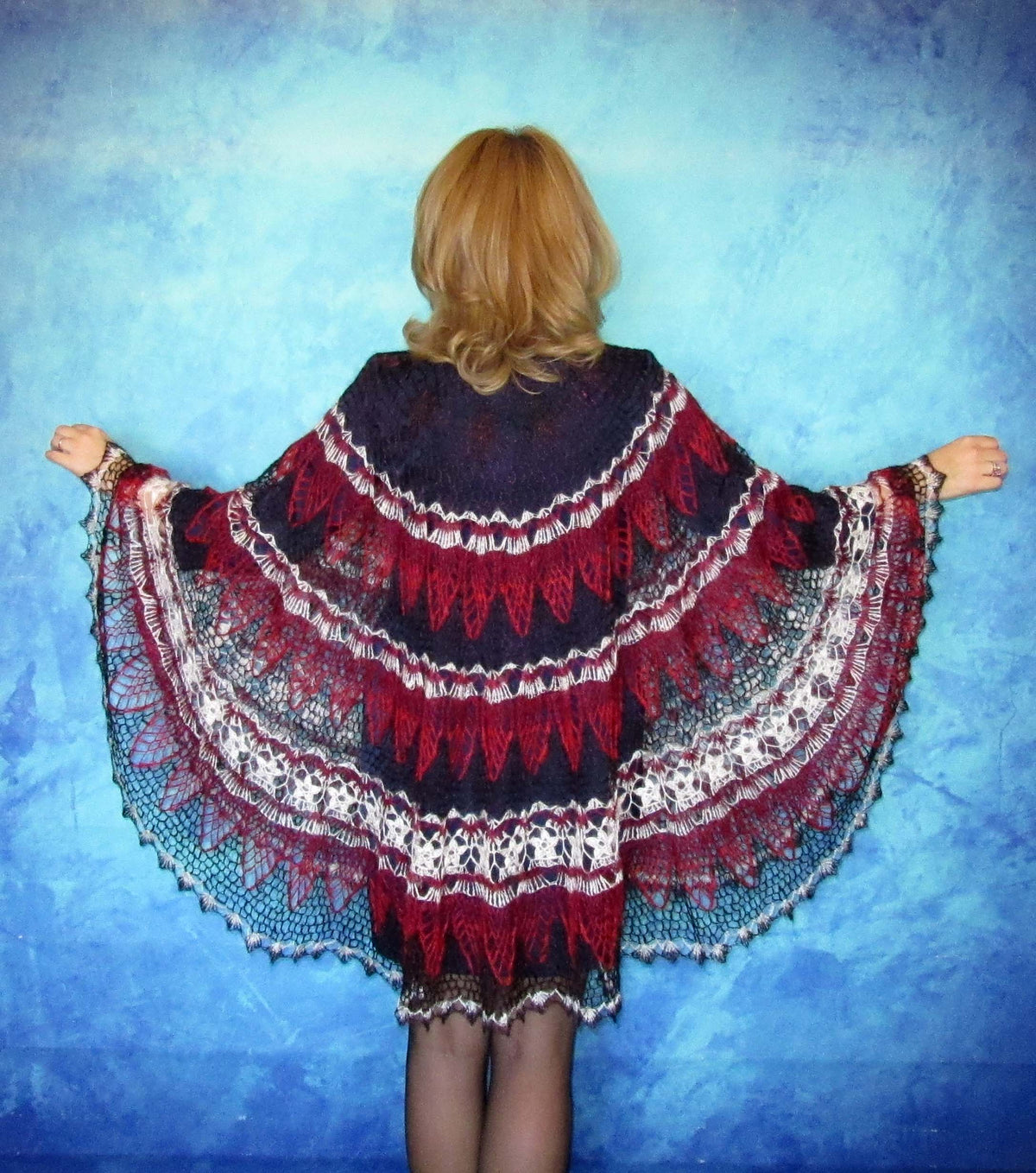 Gestrickter Ziegenflaum Schal Orenburger Schal Pelerina Strick Stola Handmade