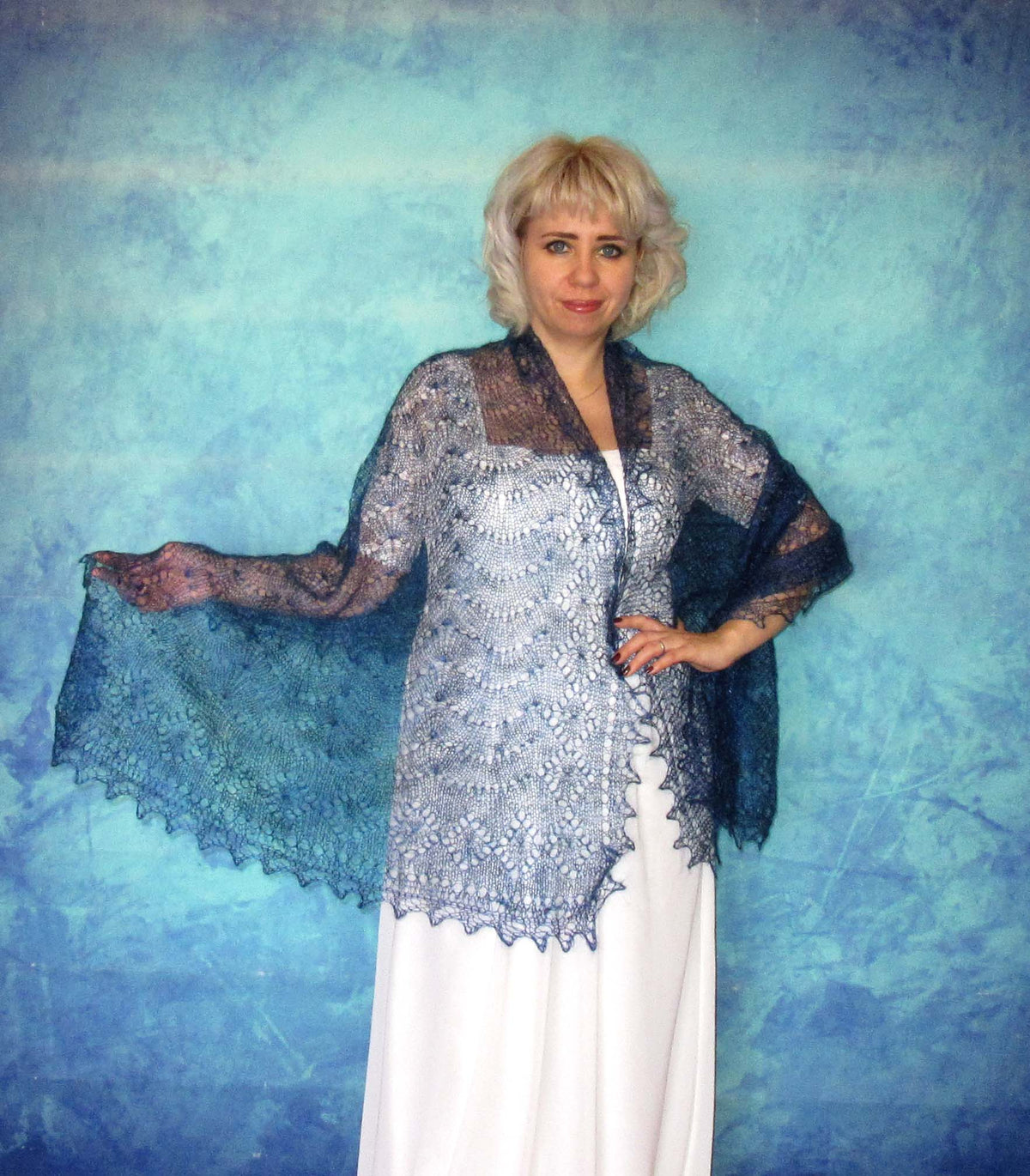 Gestrickter Ziegenflaum Schal Orenburger Schal Shawl Scarf Strick Stola Handmade