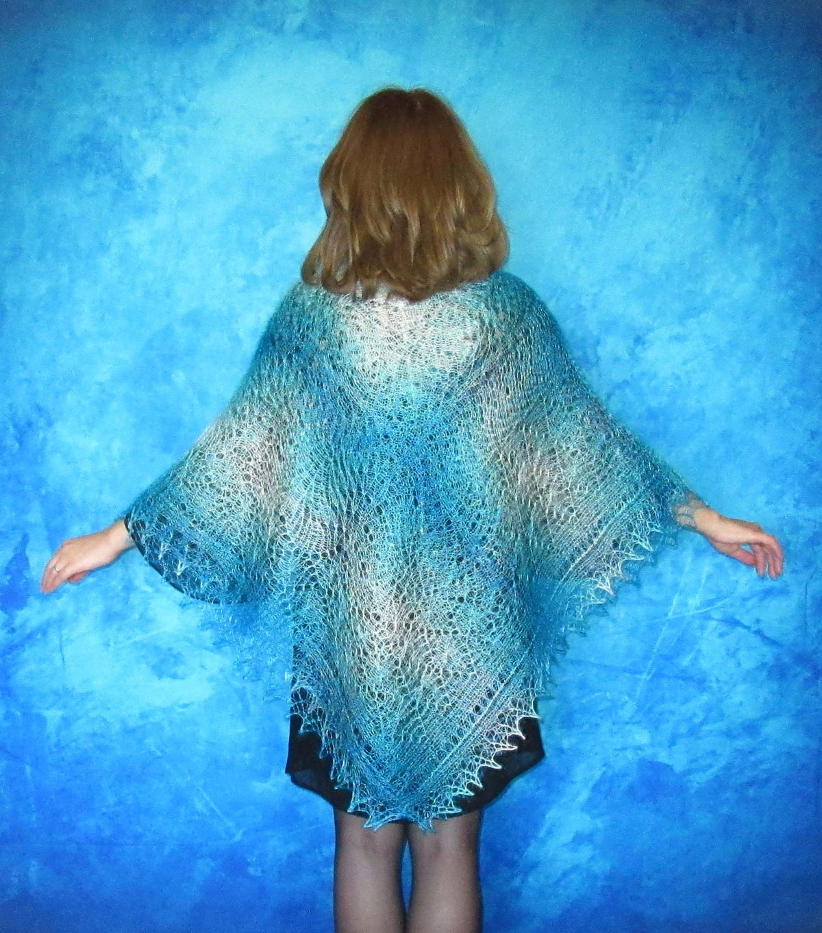 Gestrickter Ziegenflaum Schal Orenburger Schal Shawl Scarf Strick Stola Handmade