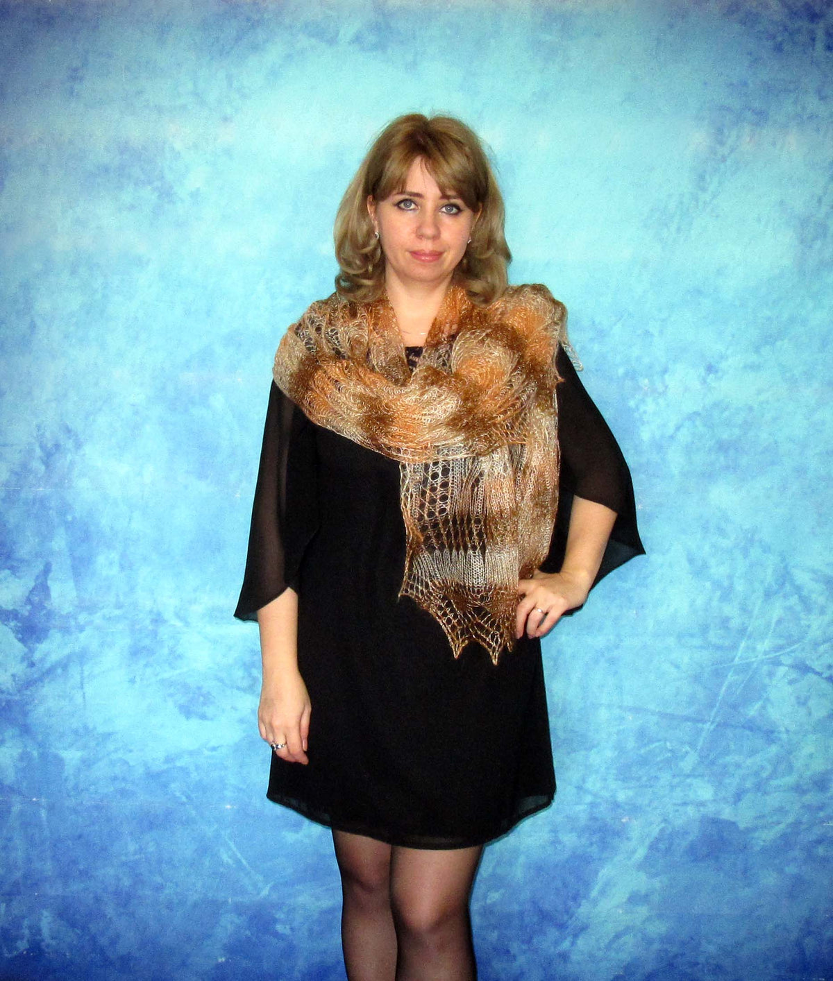 Gestrickter Ziegenflaum Schal Orenburger Schal Shawl Scarf Strick Stola Handmade
