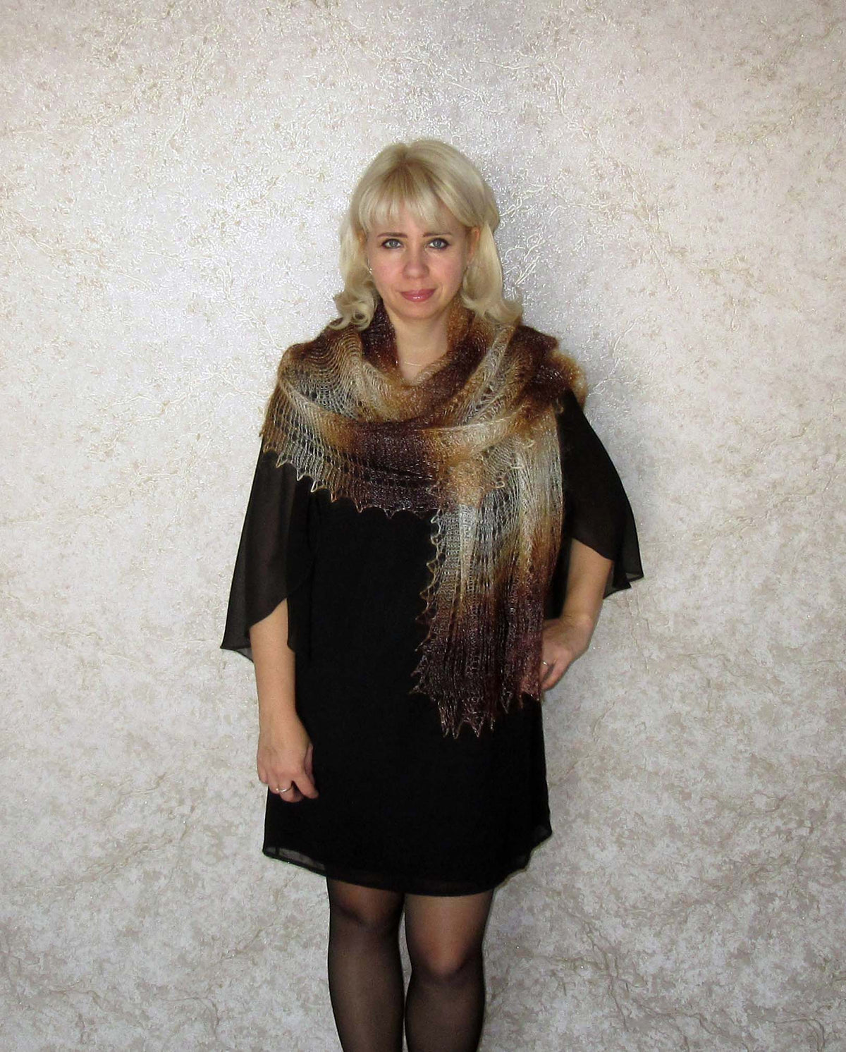 Gestrickter Ziegenflaum Schal Orenburger Schal Shawl Scarf Strick Stola Handmade