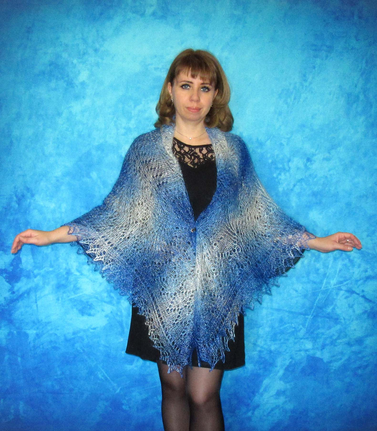 Gestrickter Ziegenflaum Schal Orenburger Schal Shawl Scarf Strick Stola Handmade