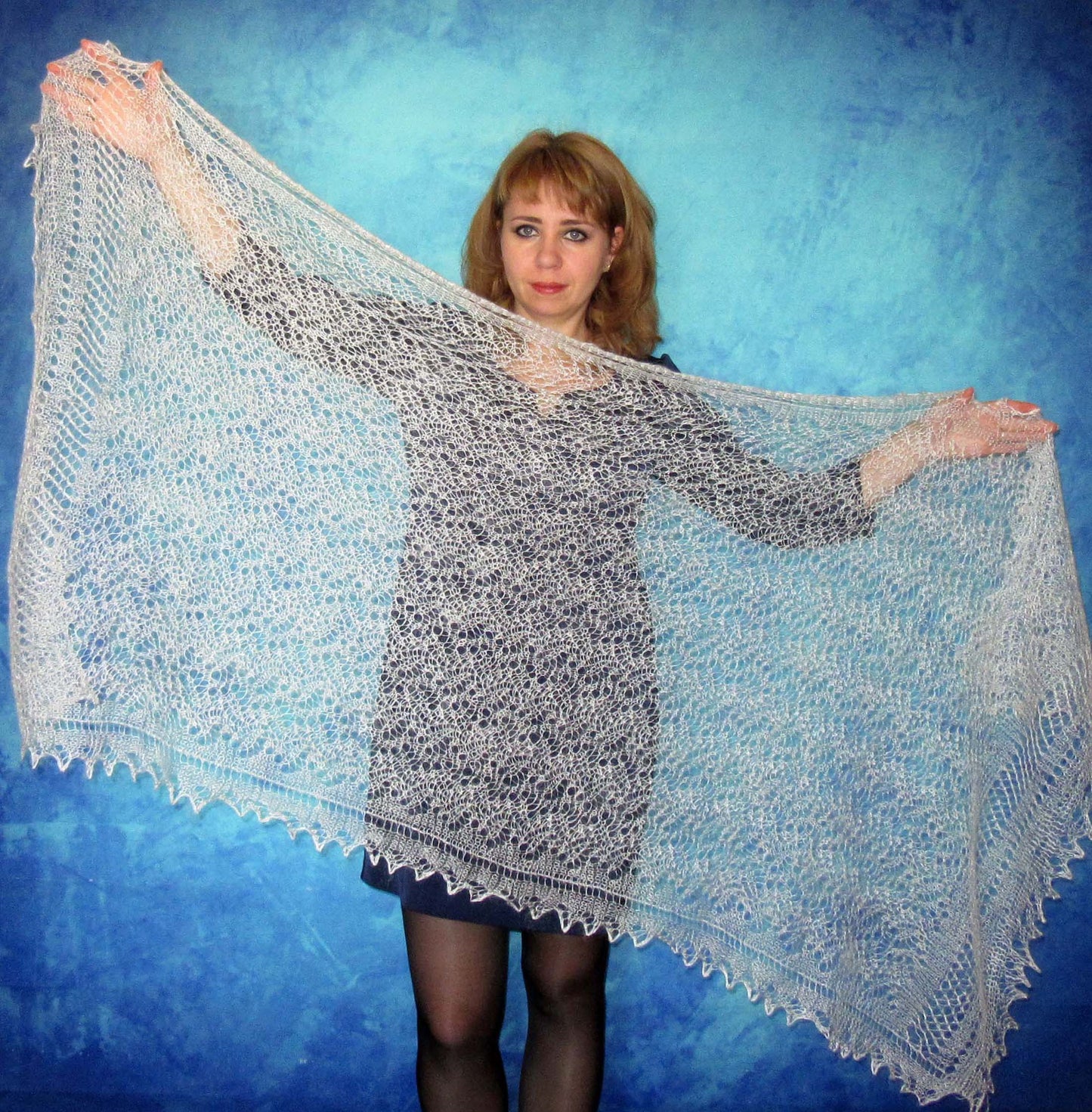 Gestrickter Ziegenflaum Schal Orenburger Schal Shawl Scarf Strick Stola Handmade