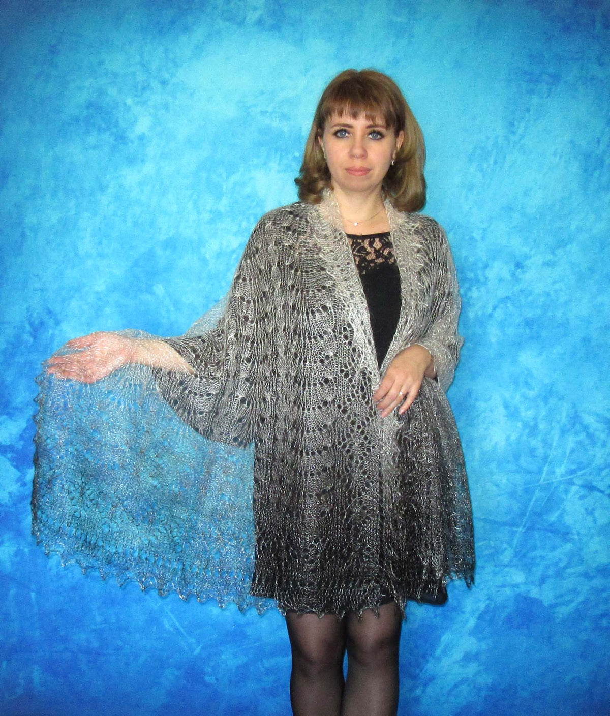 Gestrickter Ziegenflaum Schal Orenburger Schal Shawl Scarf Strick Stola Handmade