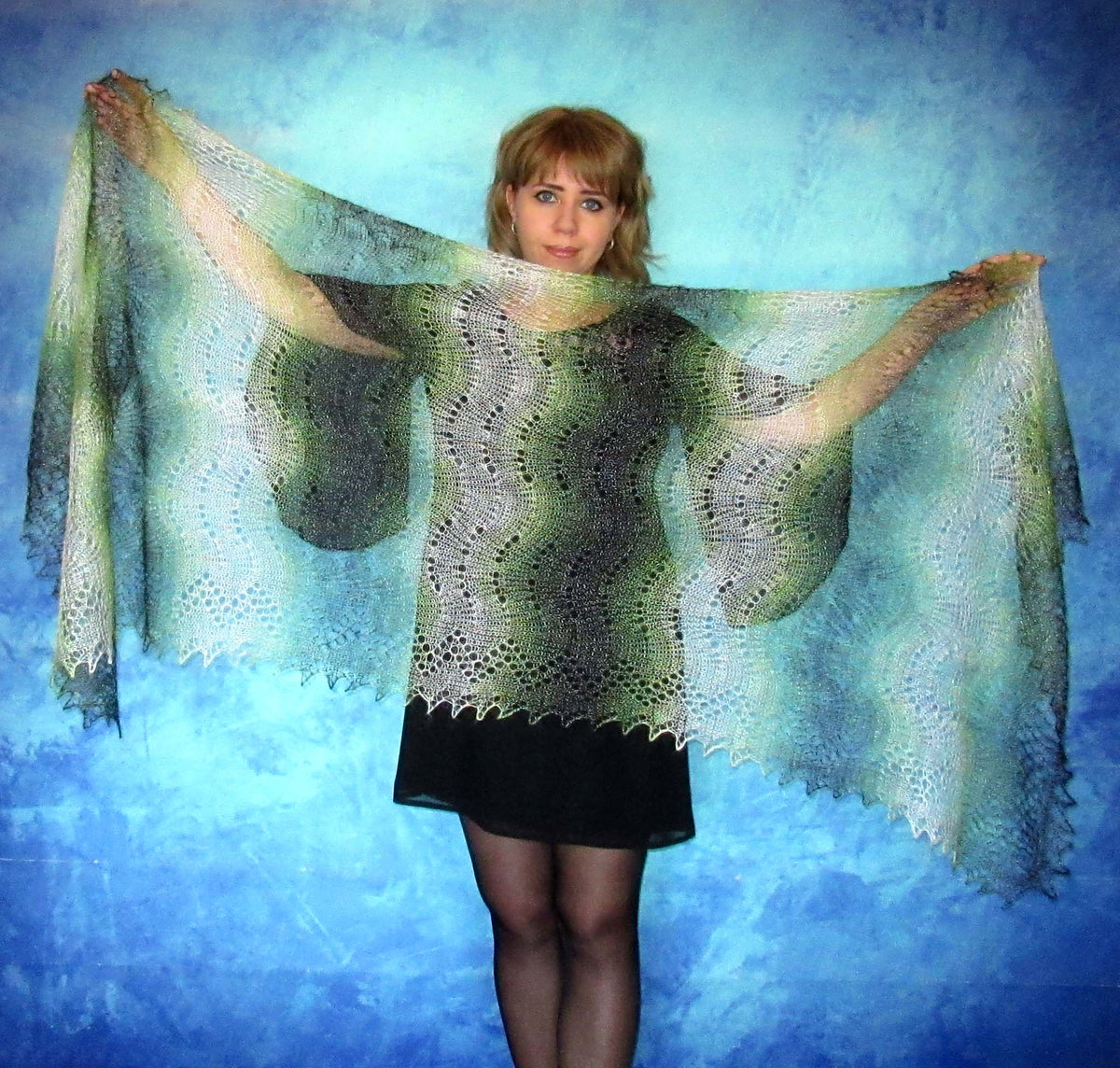 Gestrickter Ziegenflaum Schal Orenburger Schal Shawl Scarf Strick Stola Handmade