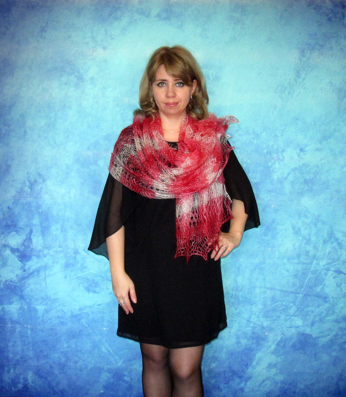 Gestrickter Ziegenflaum Schal Orenburger Schal Shawl Scarf Strick Stola Handmade