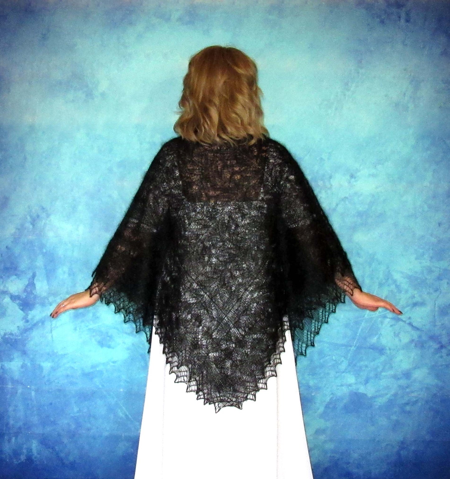 Gestrickter Ziegenflaum Schal Orenburger Schal Shawl Scarf Strick Stola Handmade
