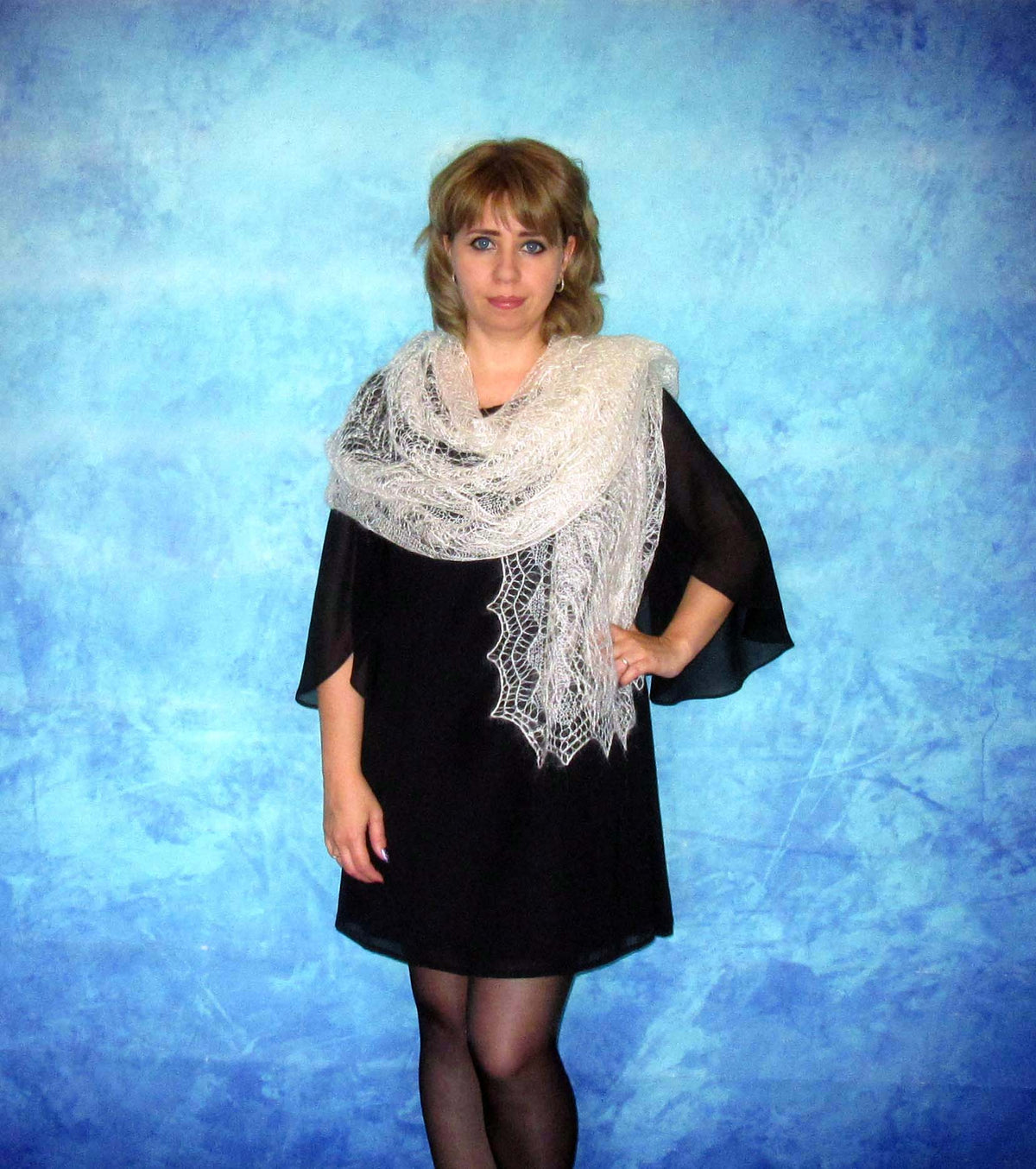 Gestrickter Ziegenflaum Schal Orenburger Schal Shawl Scarf Strick Stola Handmade