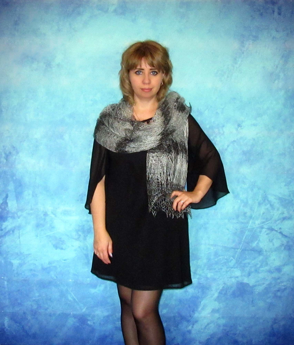 Gestrickter Ziegenflaum Schal Orenburger Schal Shawl Scarf Strick Stola Handmade
