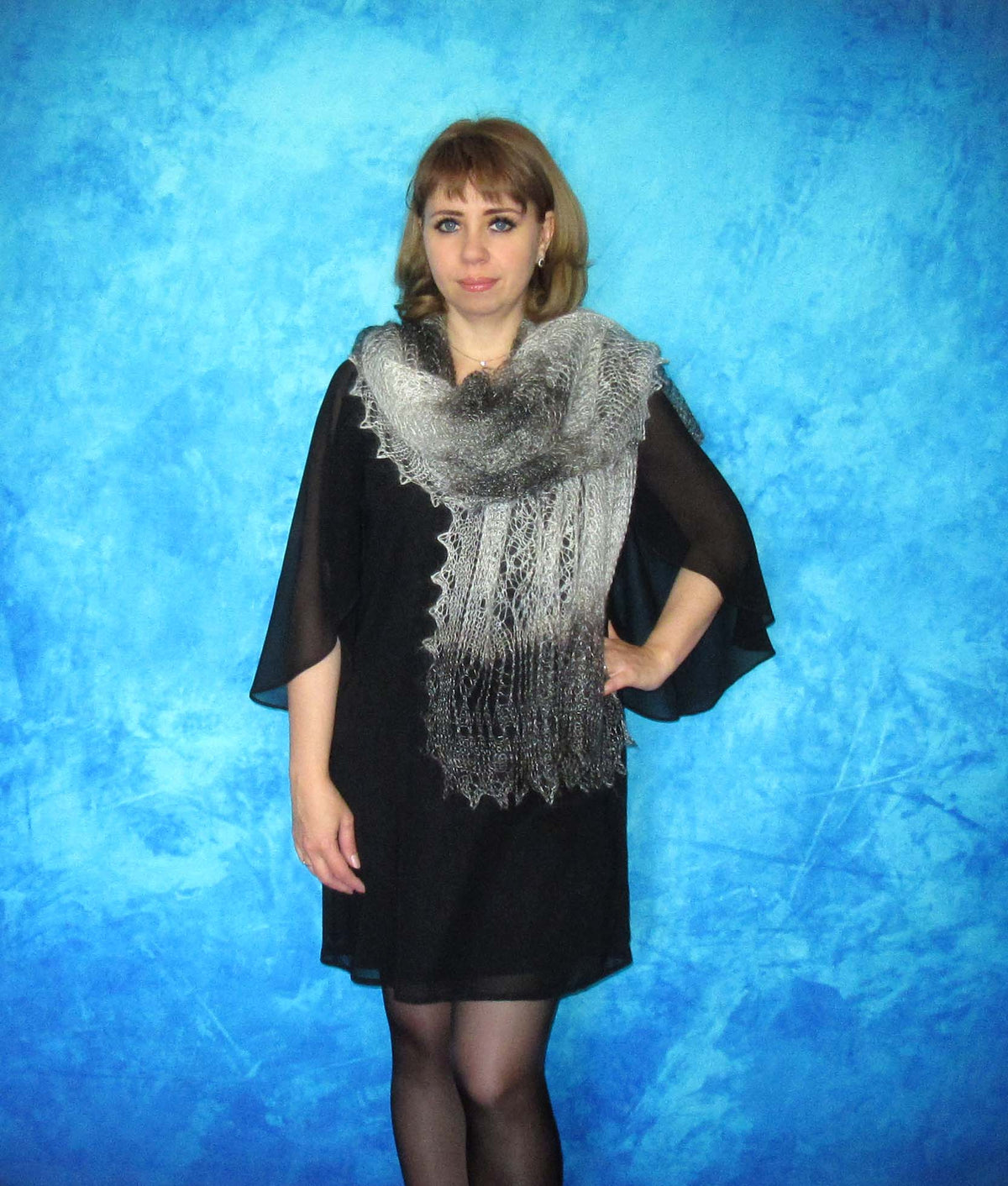 Gestrickter Ziegenflaum Schal Orenburger Schal Shawl Scarf Strick Stola Handmade