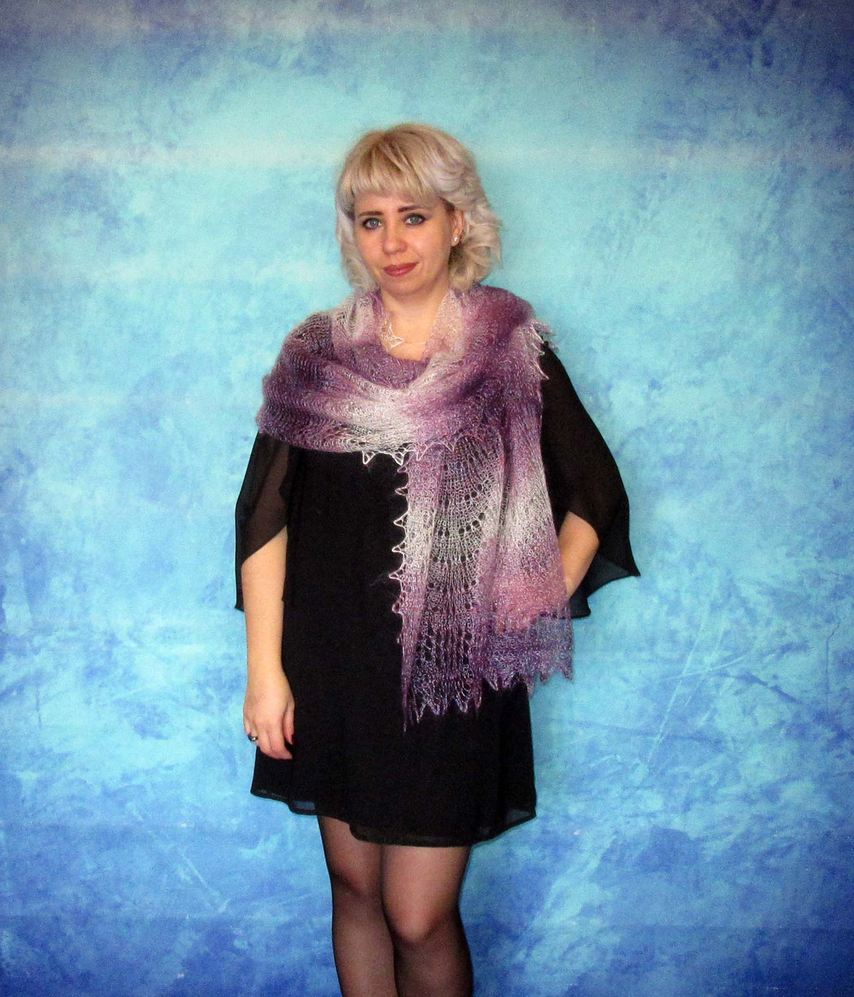 Gestrickter Ziegenflaum Schal Orenburger Schal Shawl Scarf Strick Stola Handmade