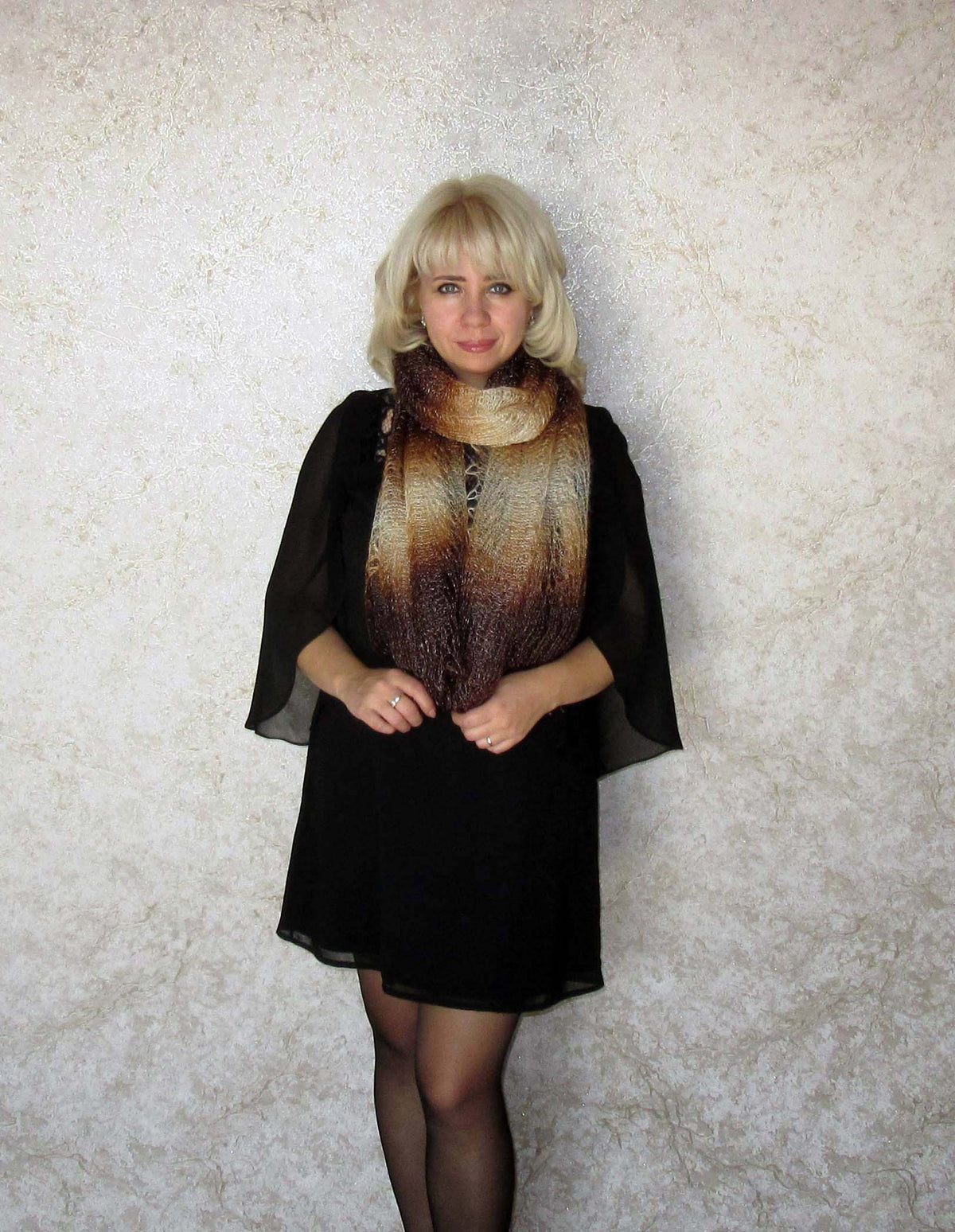 Gestrickter Ziegenflaum Schal Orenburger Schal Shawl Scarf Strick Stola Handmade