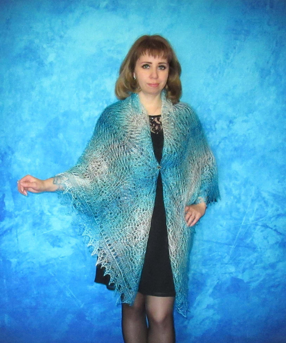 Gestrickter Ziegenflaum Schal Orenburger Schal Shawl Scarf Strick Stola Handmade