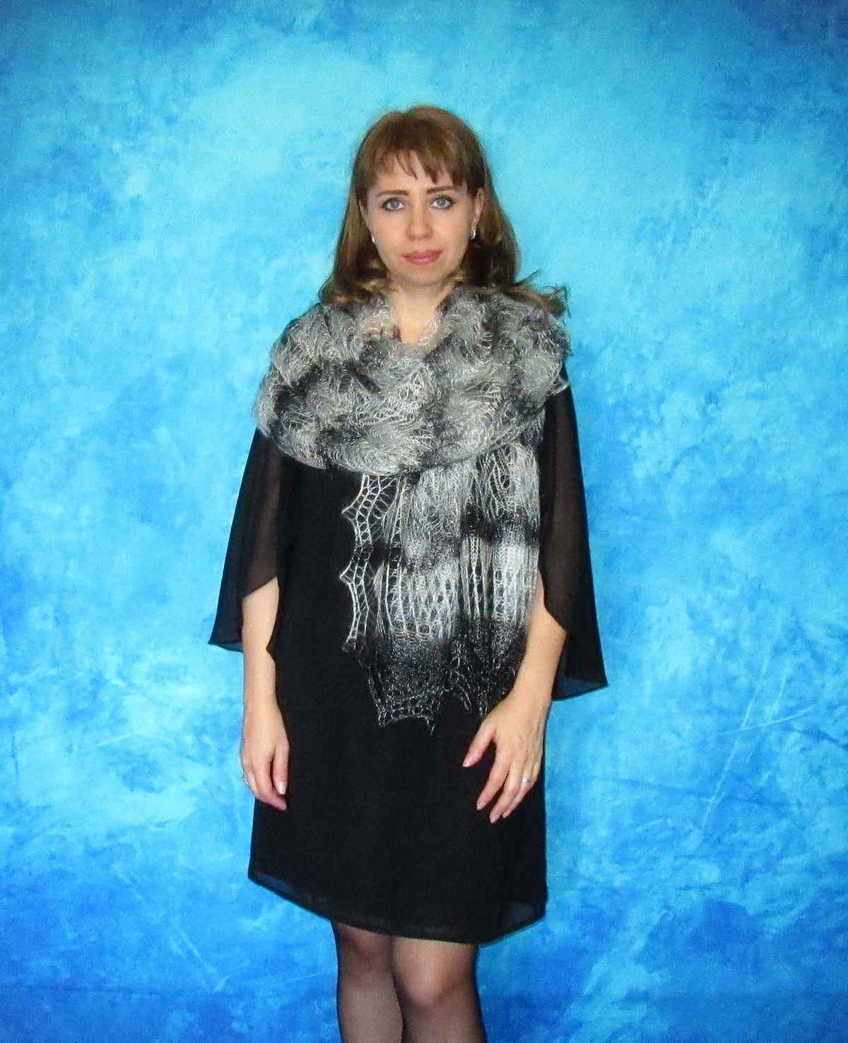 Gestrickter Ziegenflaum Schal Orenburger Schal Shawl Scarf Strick Stola Handmade