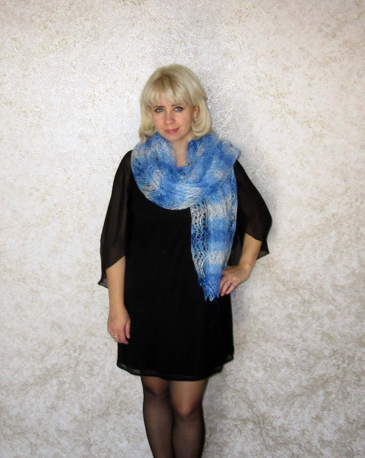 Gestrickter Ziegenflaum Schal Orenburger Schal Shawl Scarf Strick Stola Handmade