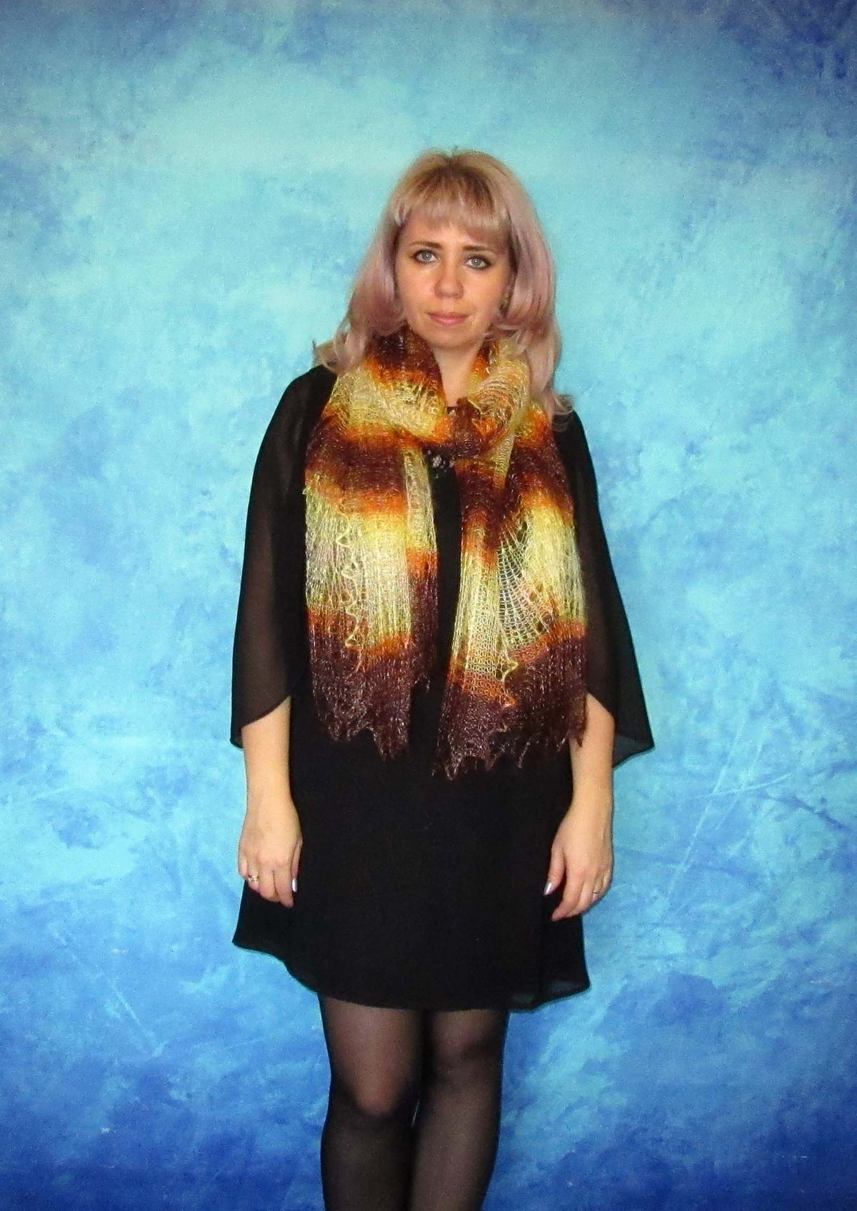 Gestrickter Ziegenflaum Schal Orenburger Schal Shawl Scarf Strick Stola Handmade