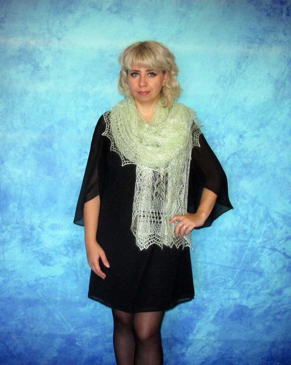 Gestrickter Ziegenflaum Schal Orenburger Schal Shawl Scarf Strick Stola Handmade