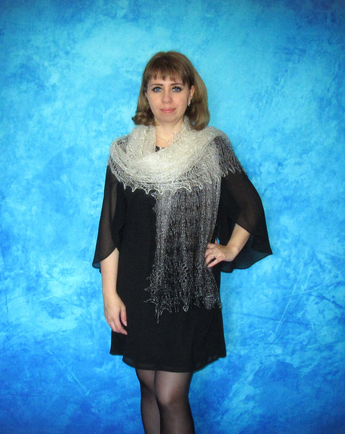 Gestrickter Ziegenflaum Schal Orenburger Schal Shawl Scarf Strick Stola Handmade