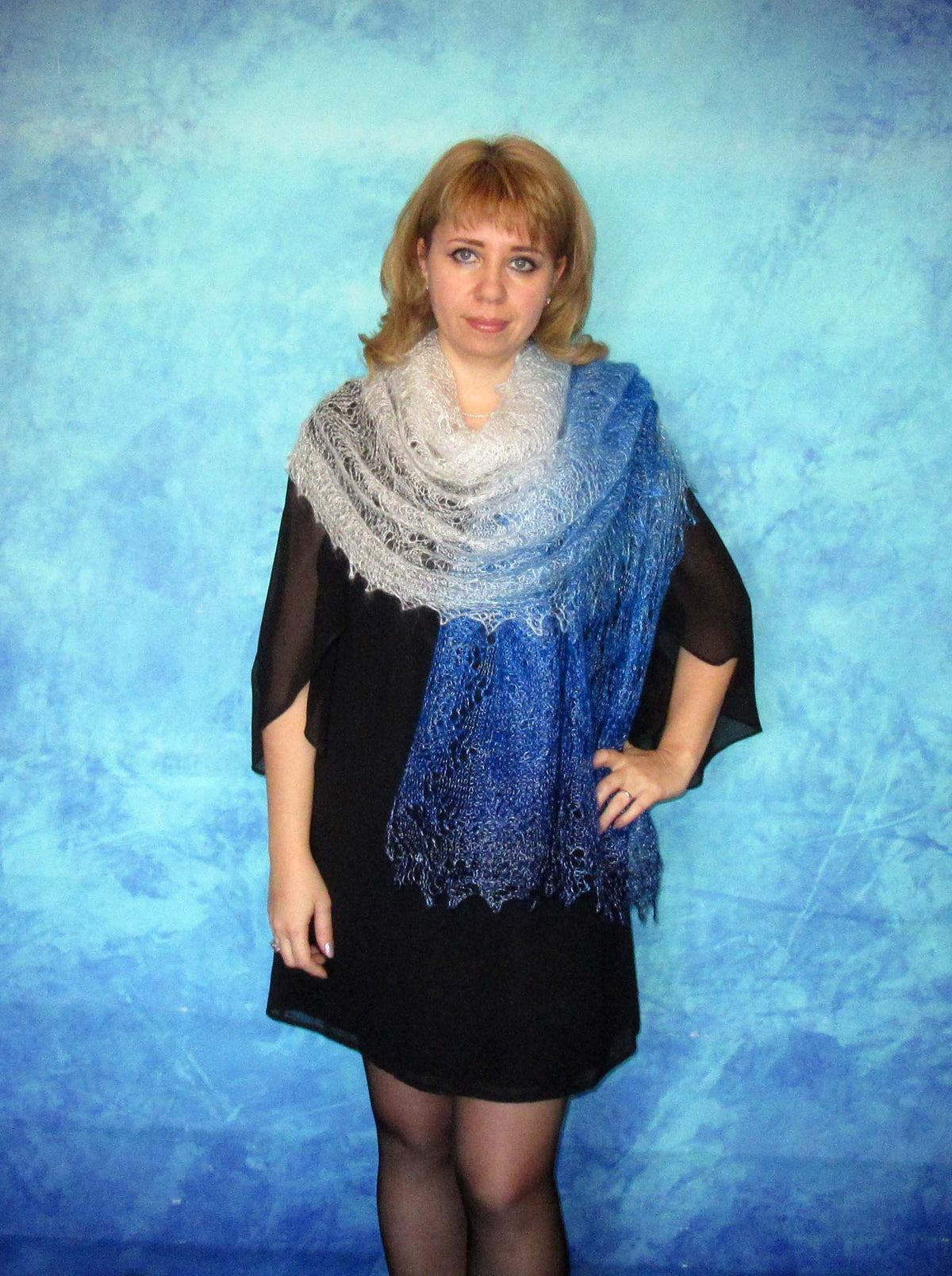 Gestrickter Ziegenflaum Schal Orenburger Schal Shawl Scarf Strick Stola Handmade