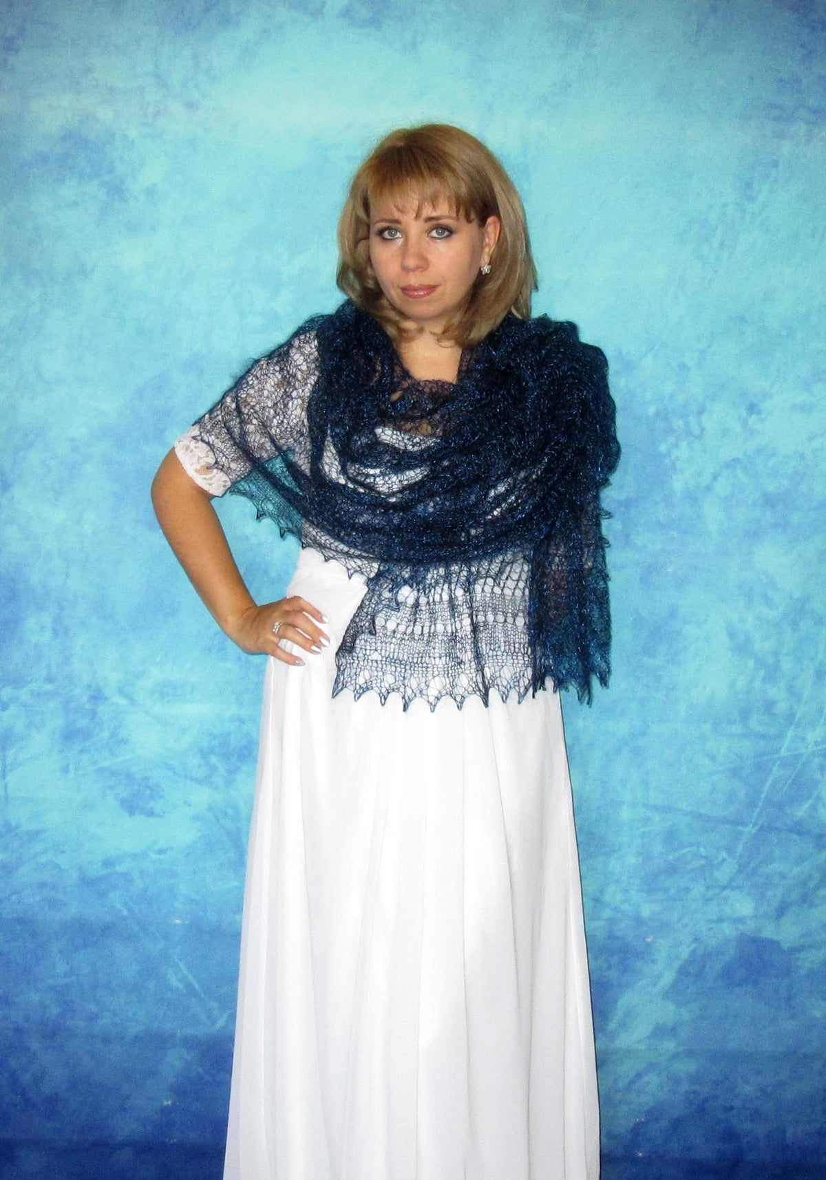 Gestrickter Ziegenflaum Schal Orenburger Schal Shawl Scarf Strick Stola Handmade