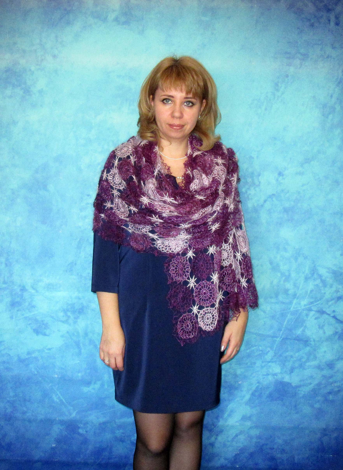 Gestrickter Ziegenflaum Schal Orenburger Schal Shawl Scarf Strick Stola Handmade
