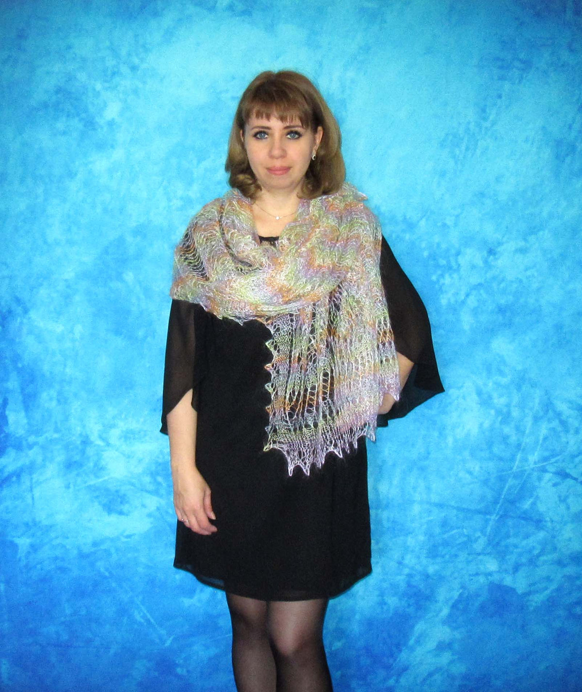 Gestrickter Ziegenflaum Schal Orenburger Schal Shawl Scarf Strick Stola Handmade