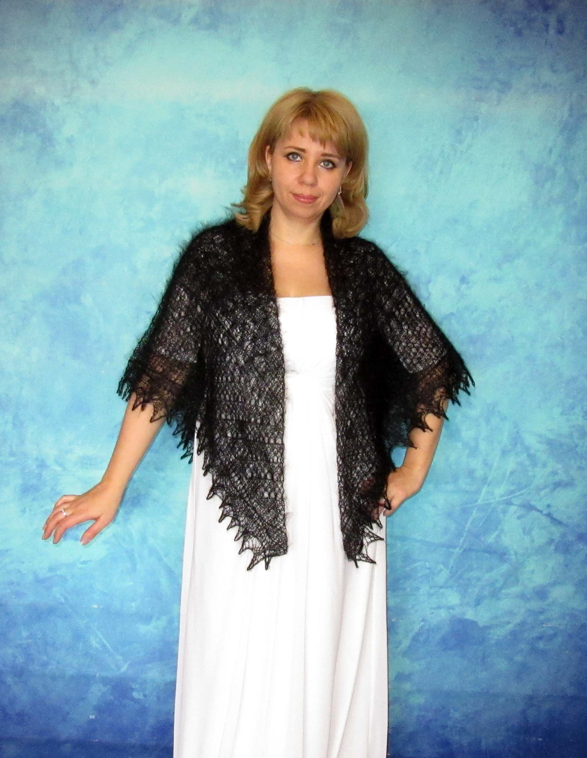 Gestrickter Ziegenflaum Schal Orenburger Schal Shawl Scarf Strick Stola Handmade